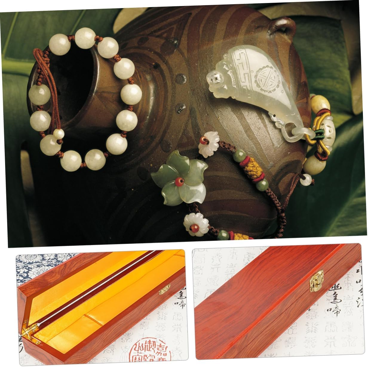 1pc Wooden Box Buddhist Bead Bracelet Holder Jewelry Storage Organizer Retro Decor Box