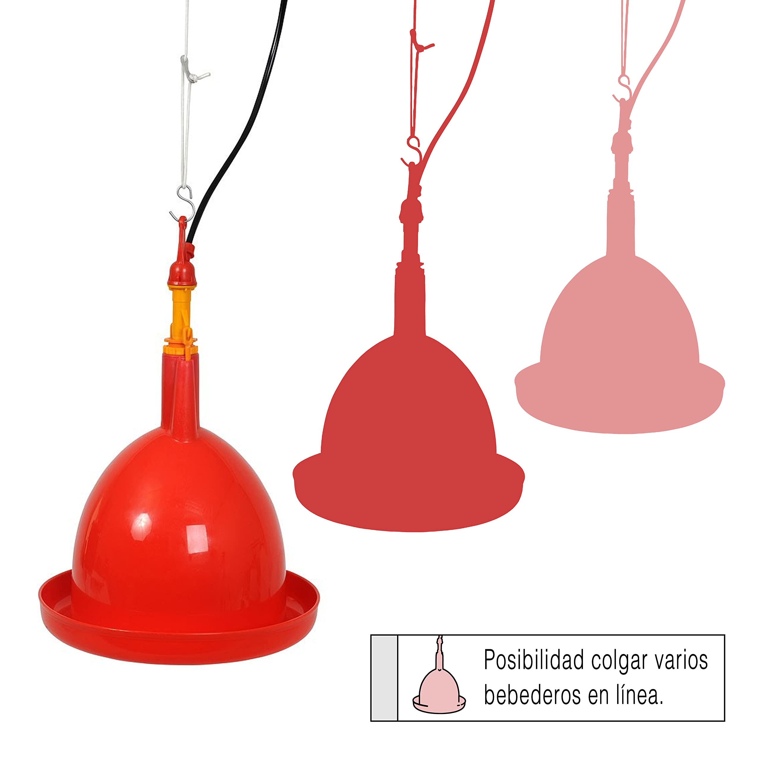 FINCA CASAREJO Bebedero Automático para Aves de Corral - Bebedero de Campana para Gallinas - Agua Siempre Limpia - Puede conectarse a un depósito o a una Red de bebederos