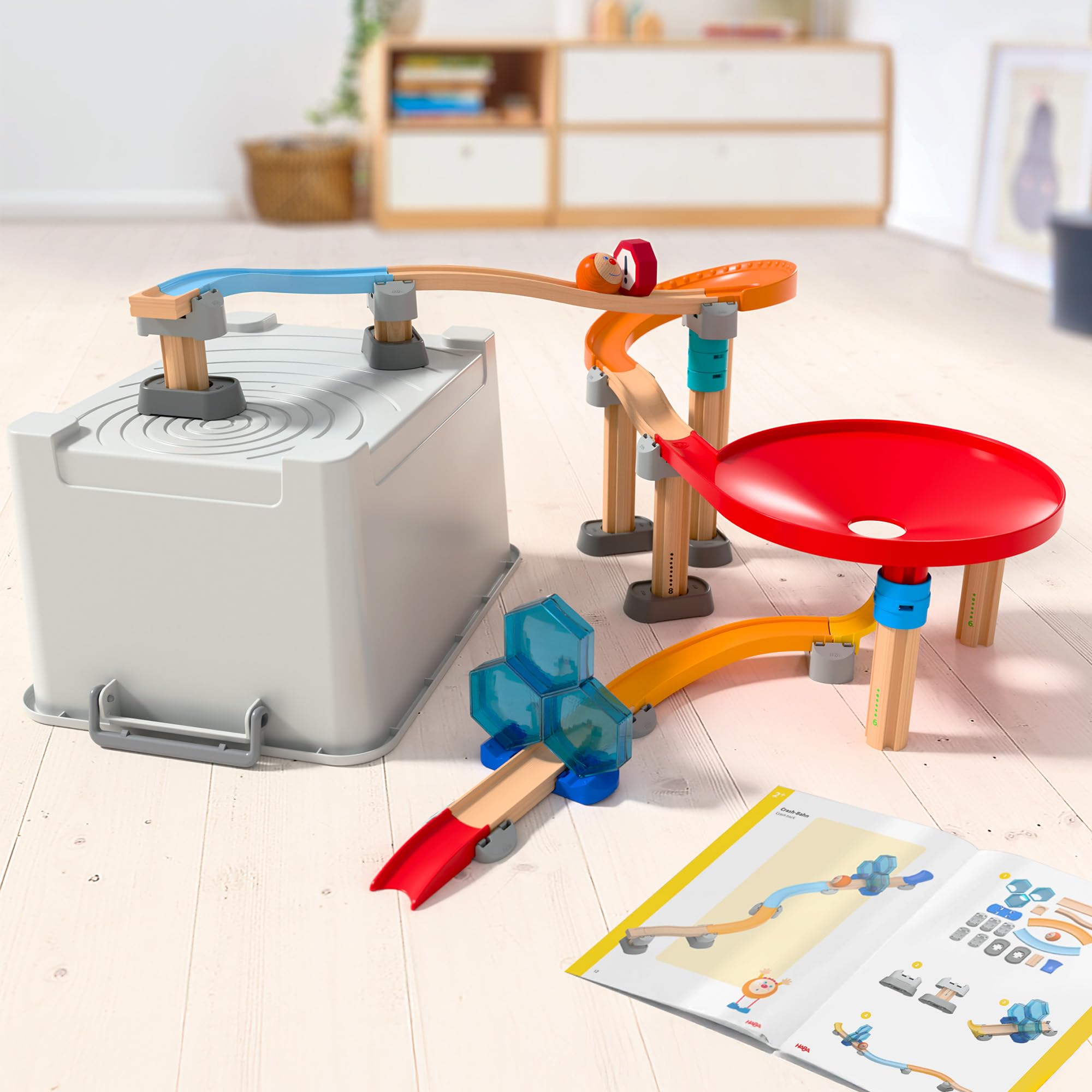 HABA Kullerbü Kugelbahn Baukasten ab 2 Jahren – 56tlg. Kugelbahn Holz | Kreatives Kinderspielzeug ab 2: HABA Kugelbahn Set & Holzkugelbahn. Pädagogisches Motorikspielzeug