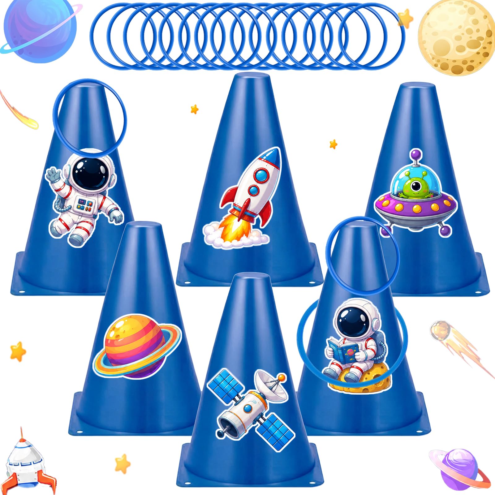 30 Pcs Space Party Favors, Astronaut Ring Toss Game for Kids Birthday