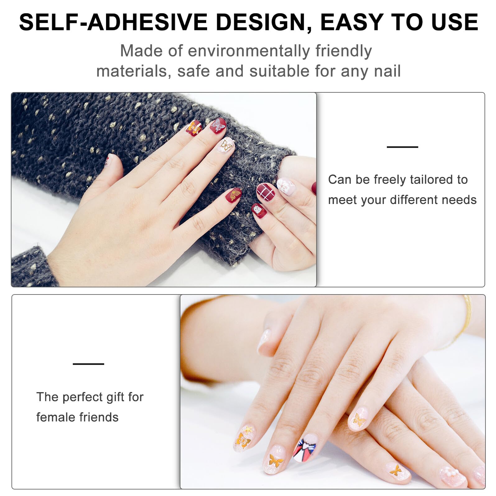 CALLARON 3 Set Decalcomanie Per Unghie Adesivi Per Nail Art Decorazioni Unghie Uniche E Colorate Per Manicure Te E Regali Per Amiche 8 Fogli*3