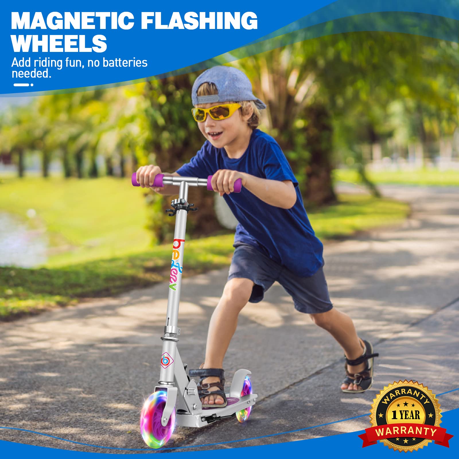 BELEEV Trottinette pour Enfants avec Support, Trottinette Pliable à 2 Roues, 3 Réglables en Hauteur, Trottinette pour Filles et Garçons à PU LED Roues Lumineuses BELEEV Trottinette pour Enfants avec Support, Trottinette Pliable à 2 Roues, 3 Réglables en Hauteur, Trottinette pour Filles et Garçons à PU LED Roues Lumineuses