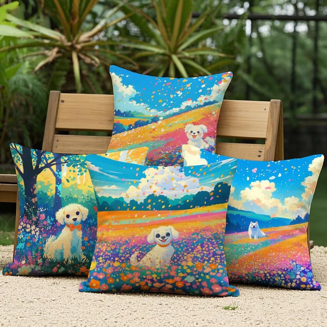 Fundas Cojines 80x80 cm Exterior Cojines Rural Fundas de Almohada Juego de 4,Cuadrados Funda Cojin Cachorro Almohadas con Cremallera,Sofa Cama Decorativos para Hogar,Jardín,Salón y Dormitorio Ym517