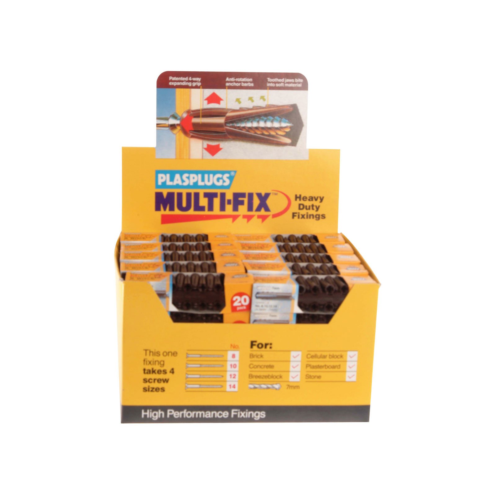 Plasplug Bjp700 Heavy Duty Plasplugs (50 X 20 Strips), Brown, 14 x 7mm - Image 2