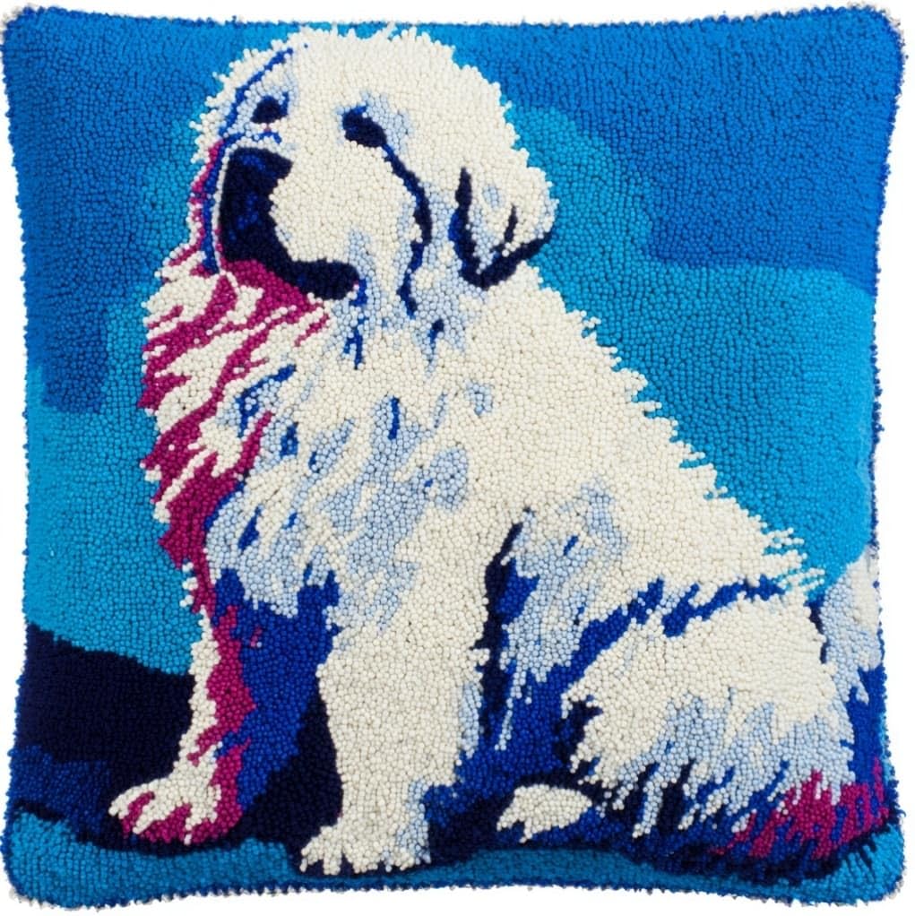Henypt 43x43cm Latch Hook Rug Kit,Great Pyrenees Dog