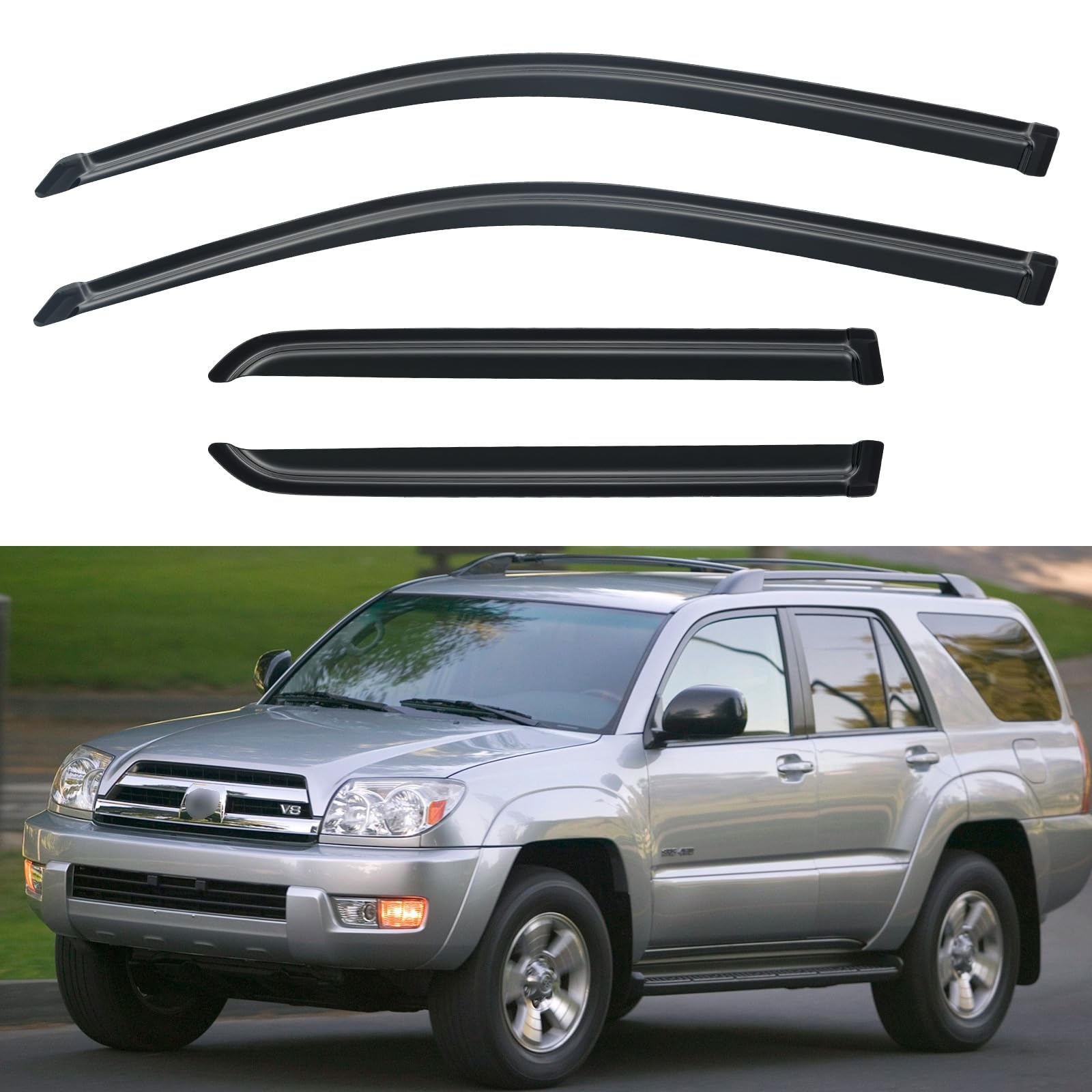 Window Visors Rain Guards for 2003-2009 Toyota 4Runner | Out-Channel Window Vent Wind Deflectors Visors Shades Protectors for 03 04 05 06 07 08 09 Toyota 4 Runner / 4Runner