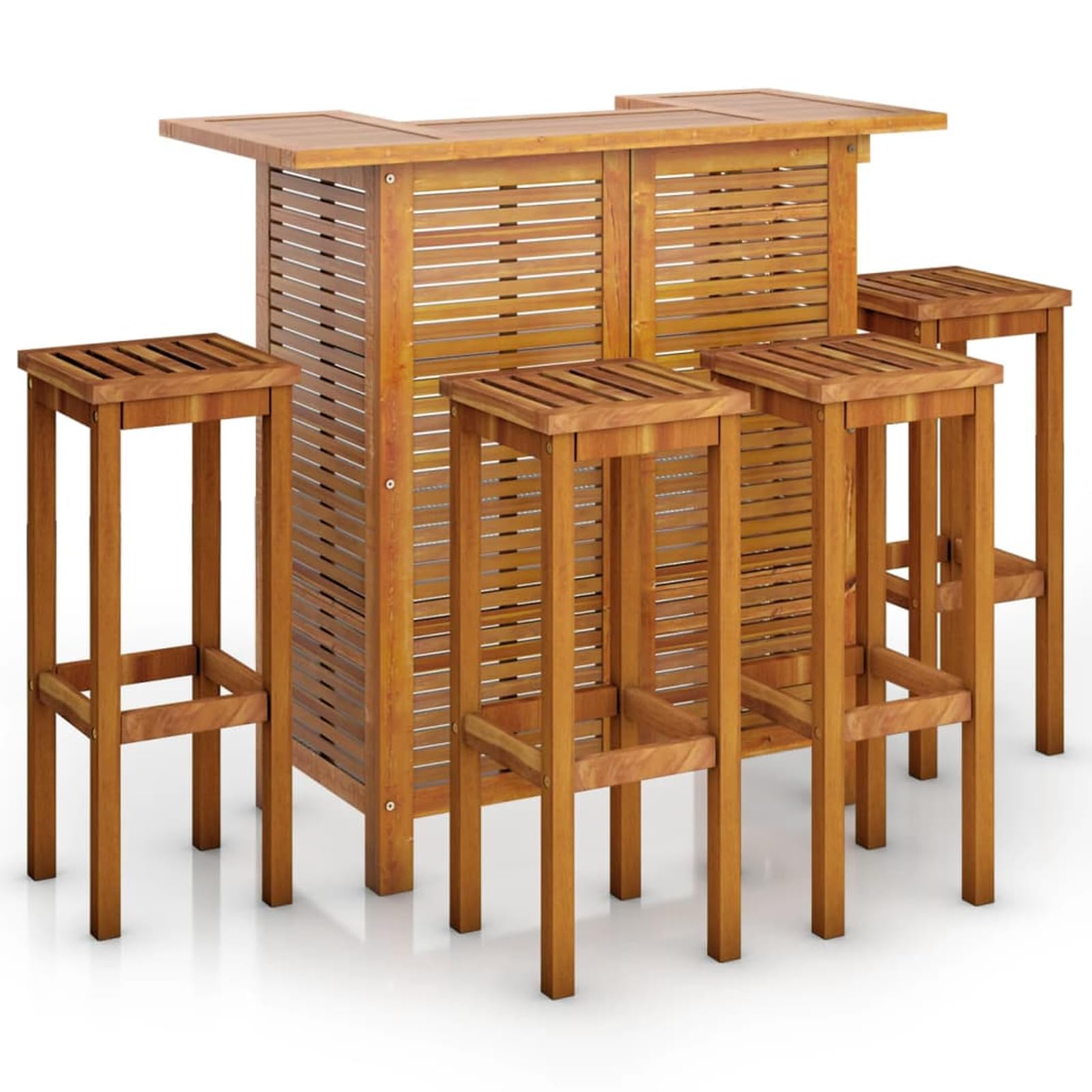 Rantry Set da Bar per Giardino 5 pz in Legno Massello di Acacia,Mobile Mobili da Giardino, Decorazione da Giardino, Tavolo e Sedie da Giardino Esterno Set, Set da Pranzo da Giardino Set