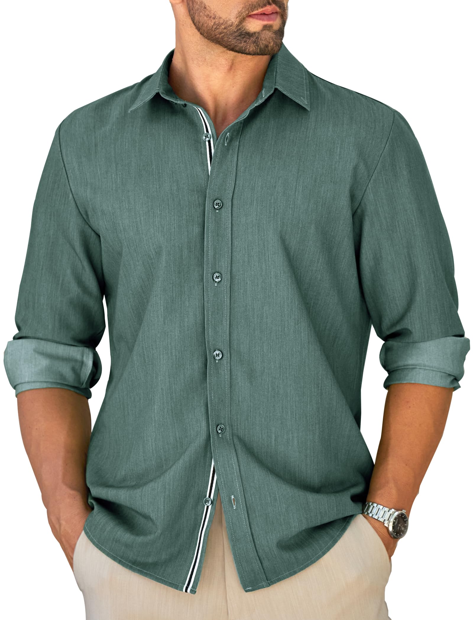 MAPICK Stretch Denim Texture Shirt