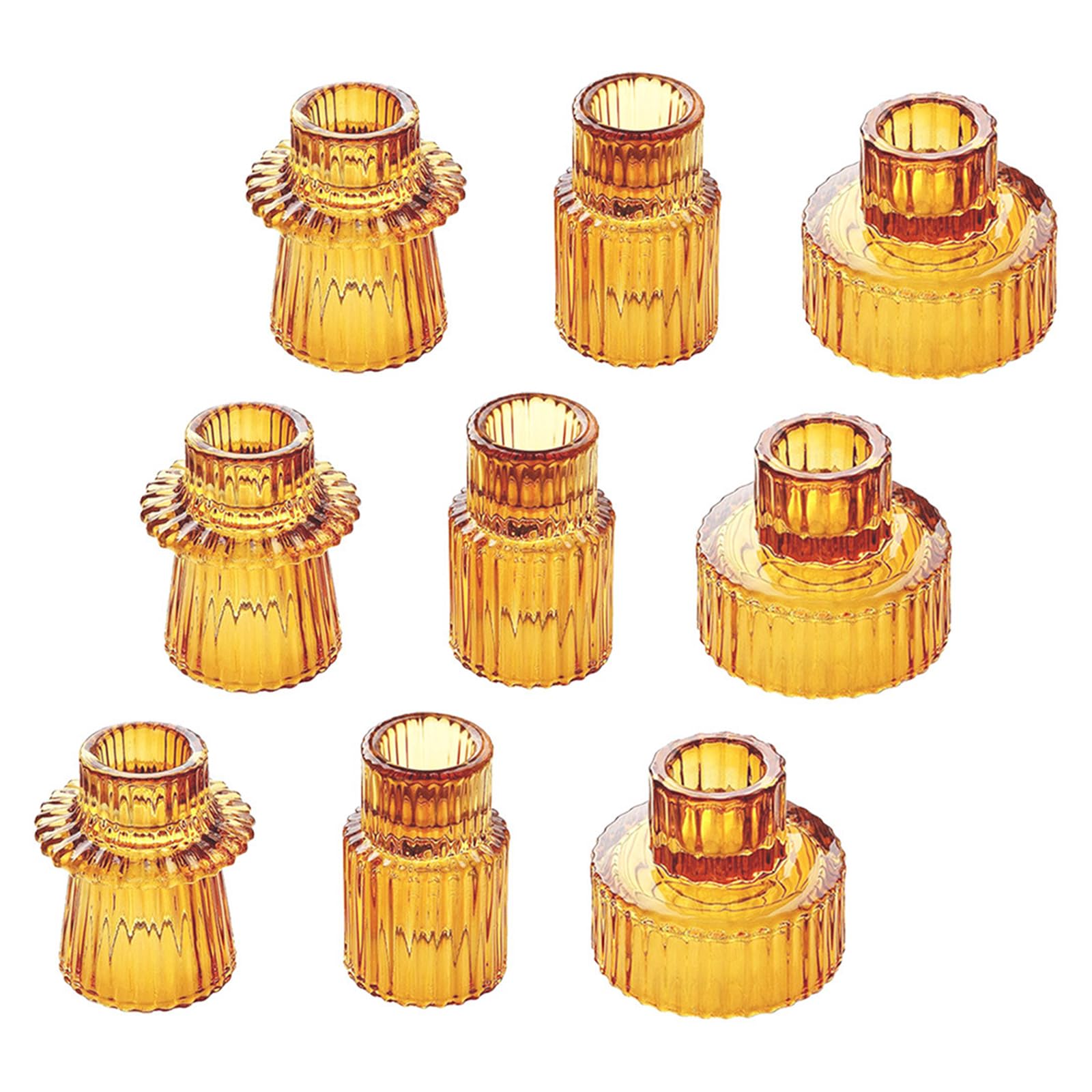 Glass Taper Holders Clear Small Candlestick Candleholder Centerpieces for Dining Table Fireplaces Decors Clear Tapered