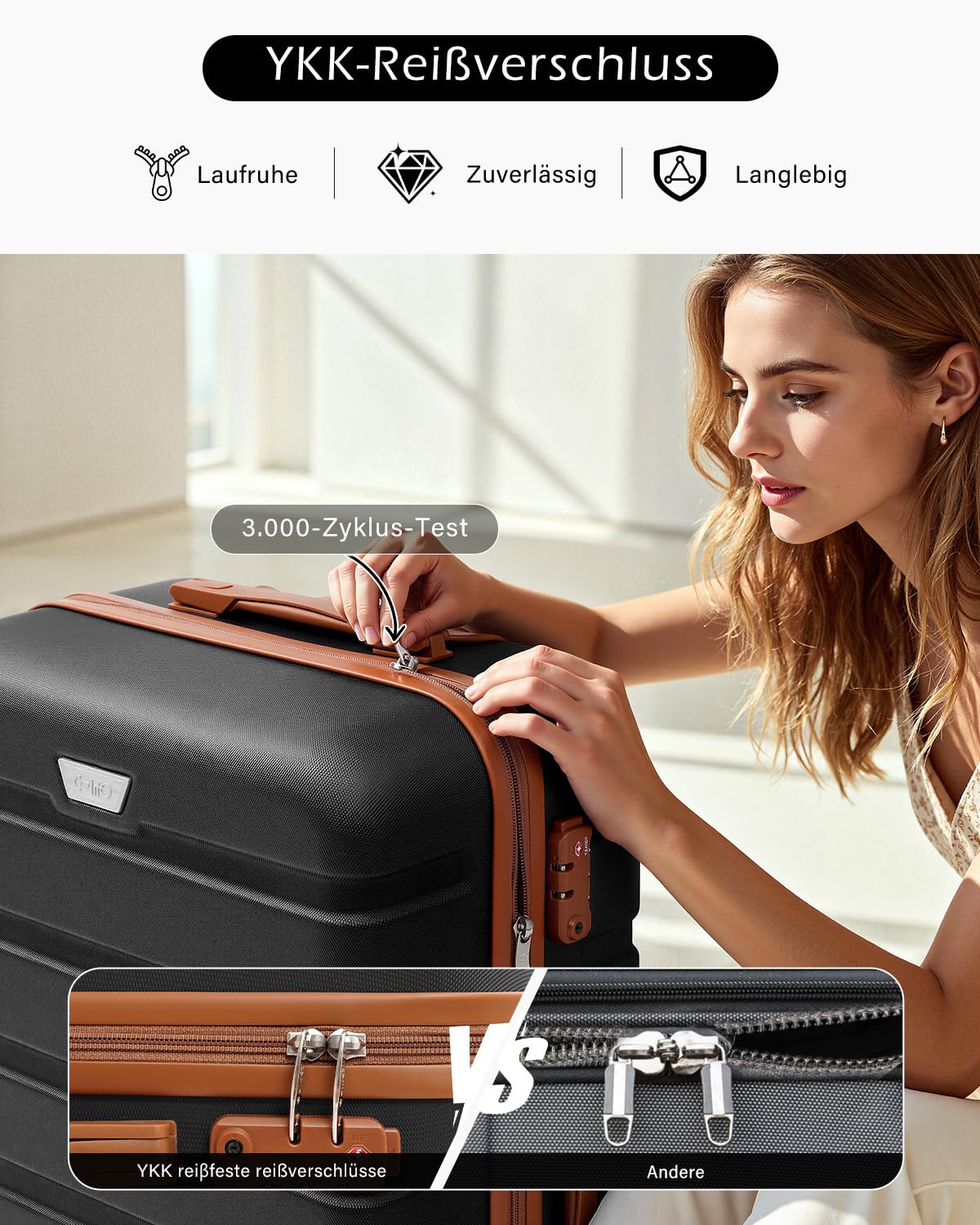 COOLIFE Walizka ultralekka i pojemna twarda walizka, zamek szyfrowy z TSA, 4 kółka ułatwiające transport, ciemnobrązowy, 67cm, nowoczesny