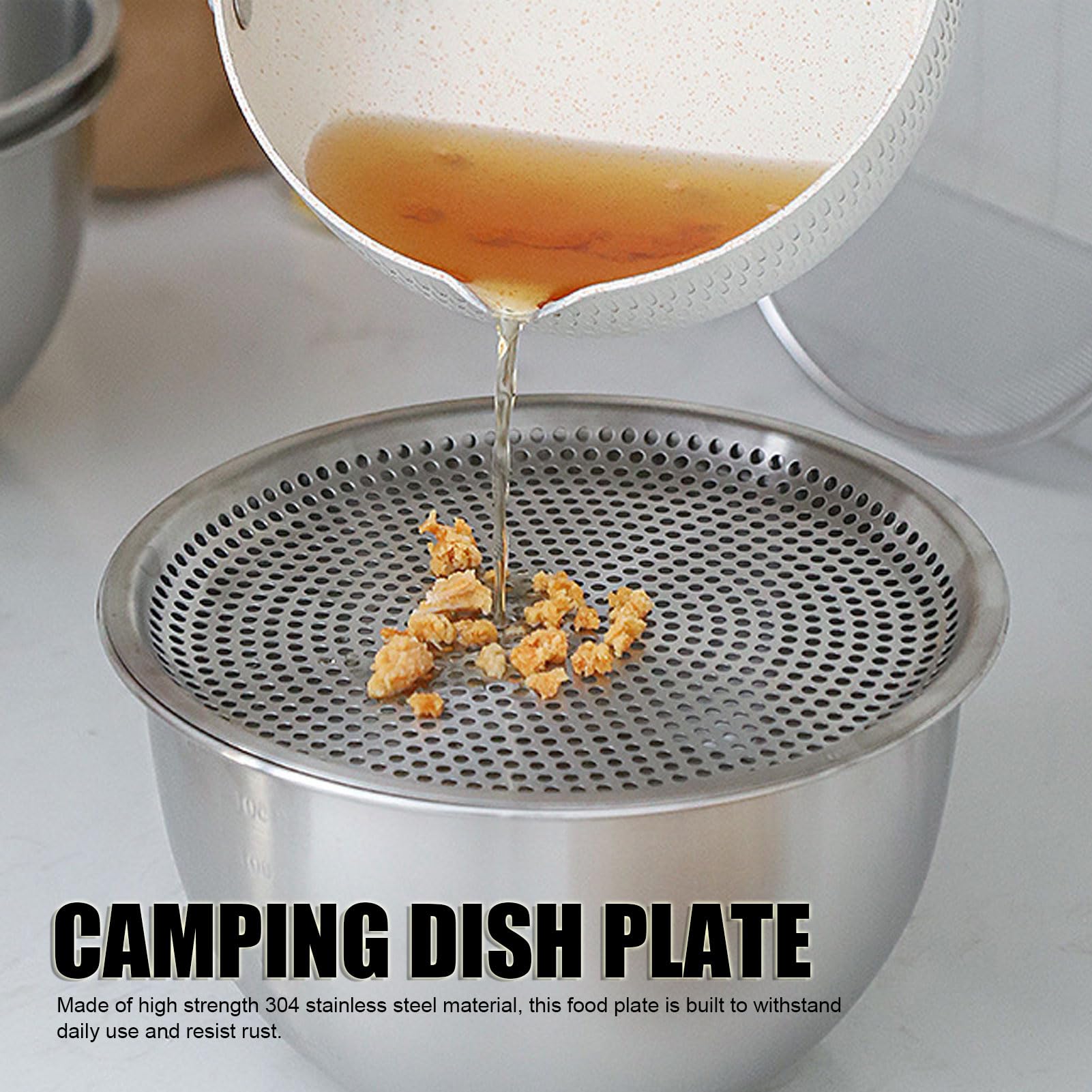 Stainless Steel Plate, Round Metal Dinner Plates Camping Dishes Round Salad Plates Reusable Camping Plates Camping Plates for BBQ, Silver(A)