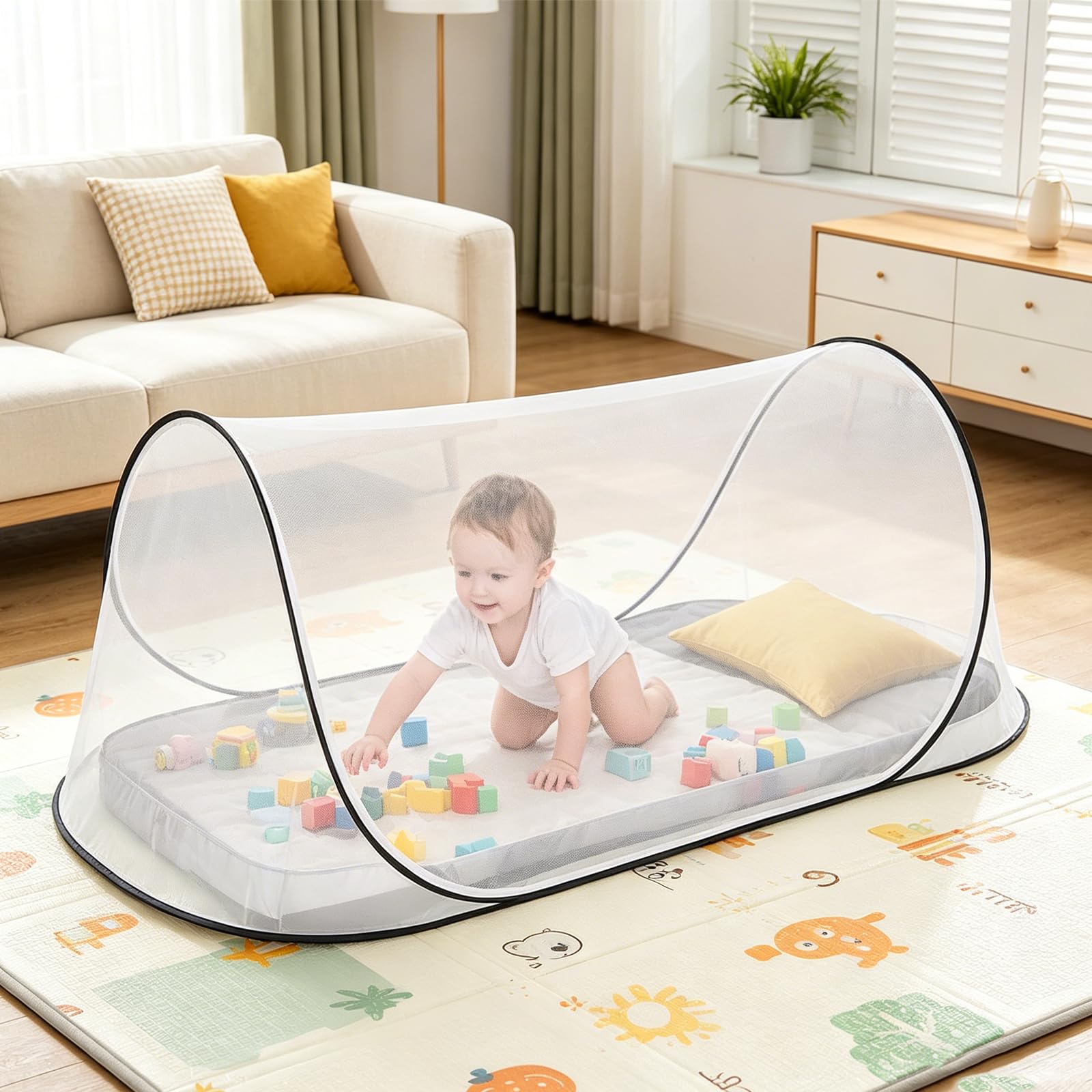 Zanzariera pop-up per letto singolo, 200 x 80 x 56 cm, pieghevole, zanzariera da viaggio, zanzariera portatile, zanzariera per campeggio, interni ed esterni