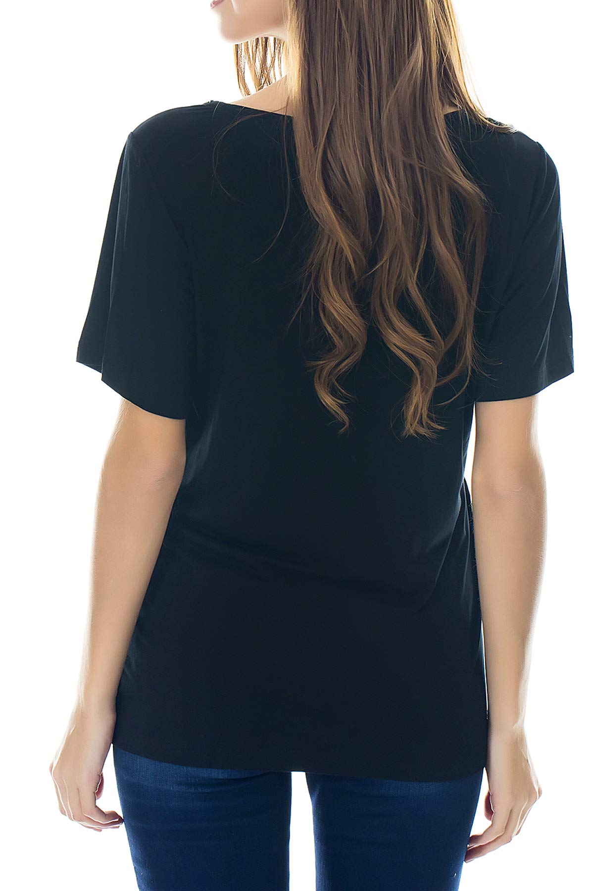 MMBABY, Top premaman per allattamento al seno, a maniche corte (nero, L), S