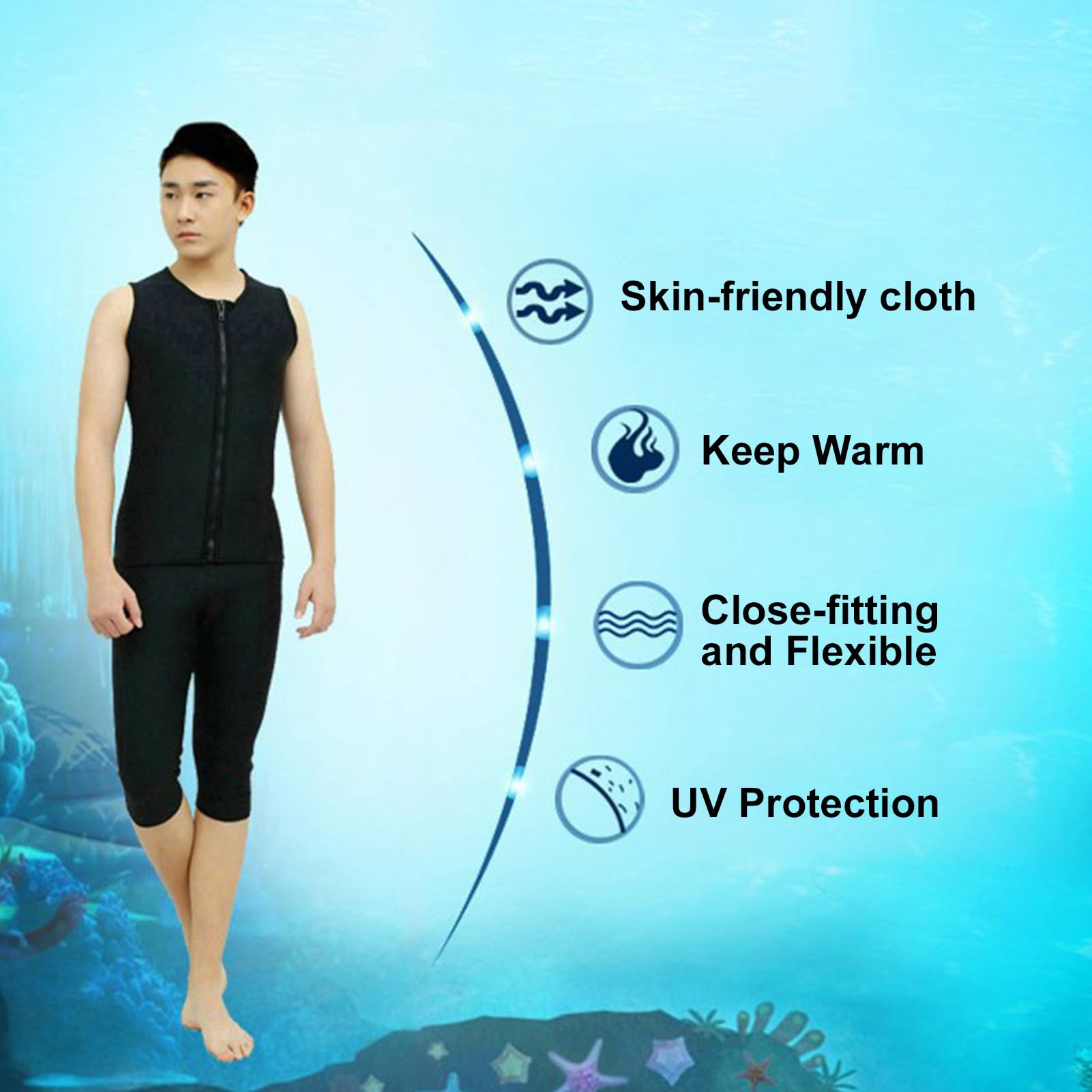 Eacam Gilet da Sub Senza Maniche in Neoprene da 2 Mm per Nuoto, Surf, Snorkeling, Attrezzatura Subacquea Senza Maniche con Galleggiamento per Uomo e Donna