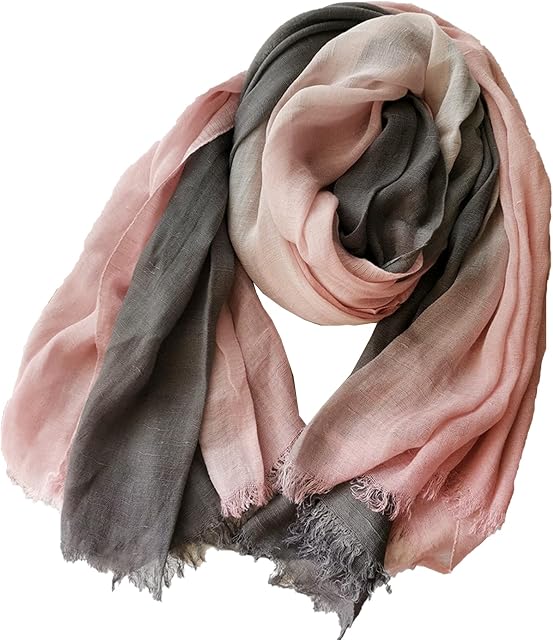 Cotton Linen Fashion Scarf,Gradient Two-tone Four Season Scarf Shawl Beach Gauze,Long Lightweight Travel scarf 75"×35"