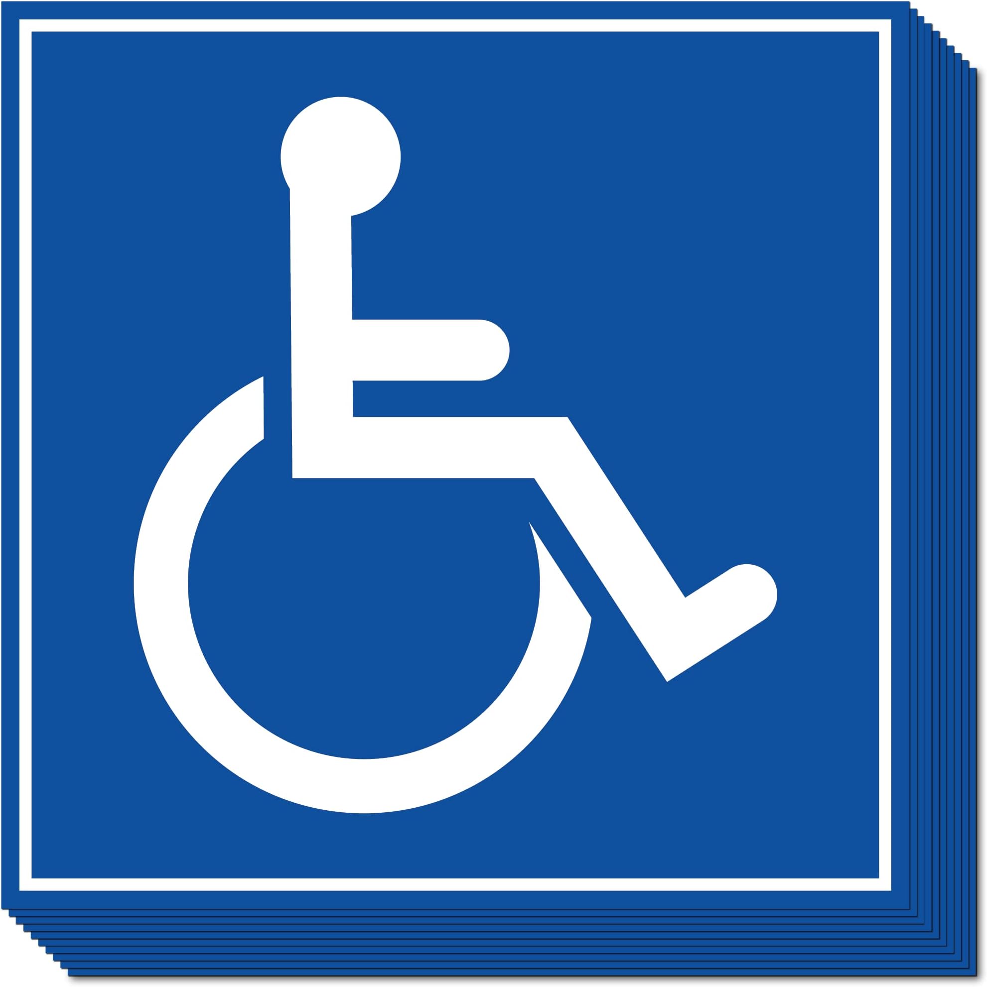 Handicap Accessible Sign Stickers 5.5” x 5.5" (Pack of 10) | Handicapped Decals for Parking, ADA, Ramp, Restroom, Door