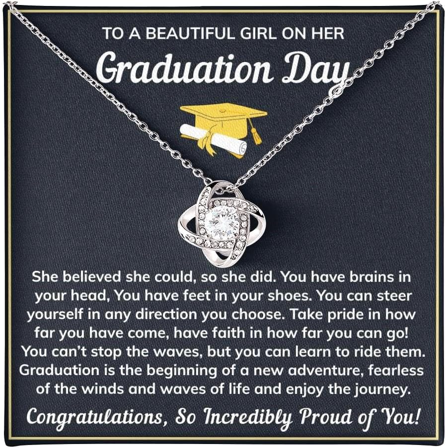 Graduation Gifts For Her Class of 2026 Graduation Necklace Jewelry Card For Daughter Granddaughter Bonus Daughter with Message Card and Gift Box