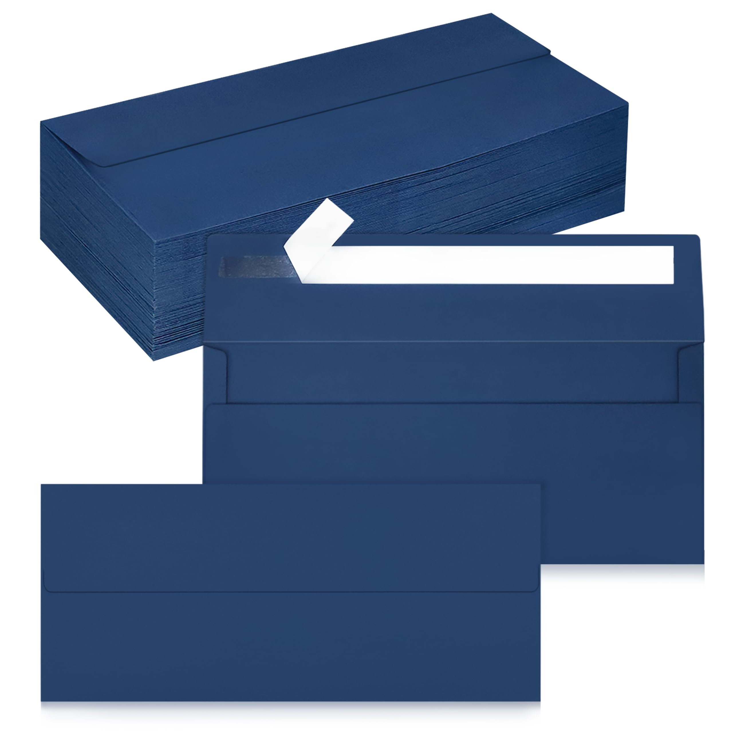 100 Pack #10 Business Envelopes, Self Seal Standard Navy Blue Envelopes for Secure Business & Legal Mailing, Office, Checks, Letter, Invoices, 4 1/8 x