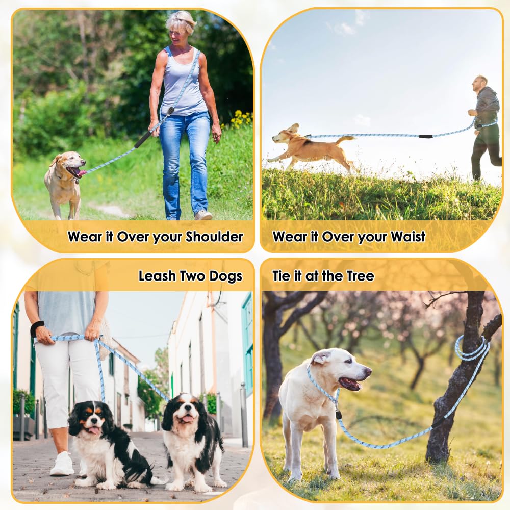 SlowTon Laisse pour Chien Mains Libres (3 m), Laisse Double multifonctionnelle en Nylon 8 en 1 pour Chiens, Anti-enchevêtrement réfléchissante l'entraînement
