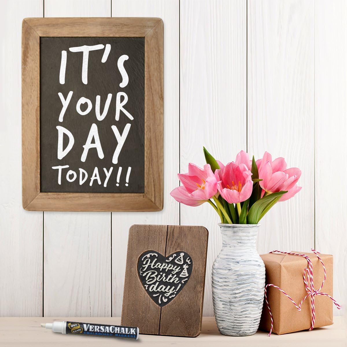 Vintage Framed Slate Kitchen Chalkboard (10" x 14") - Decorative Chalk Board for Rustic Wedding Signs, Kitchen Pantry & Wall Decor