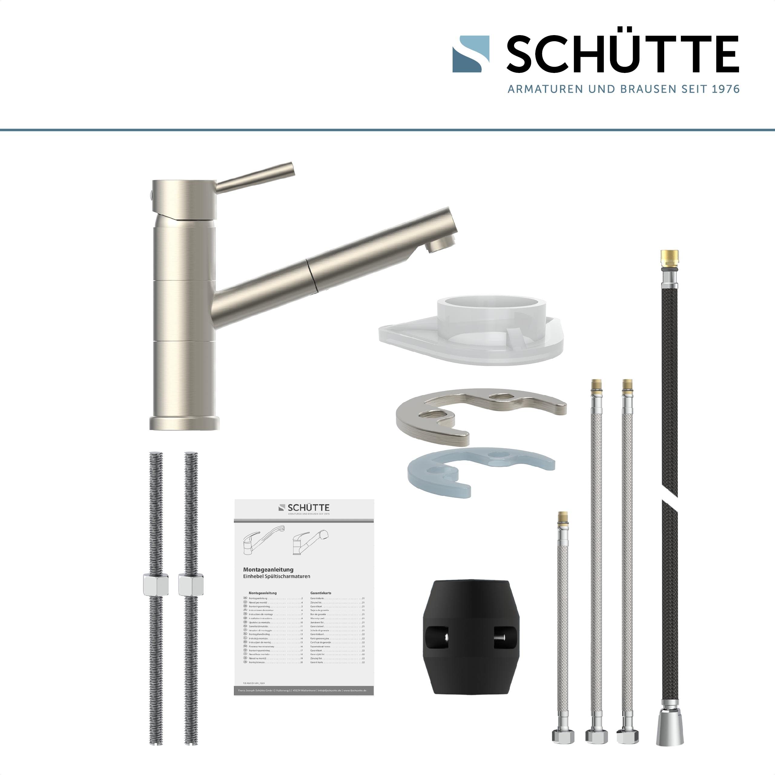 SCHÜTTE UNICORN Küchenarmatur mit ausziehbarer Geschirrbrause, Mischbatterie mit Einhebelmischer, Spültischarmatur Edelstahloptik, Edelstahl