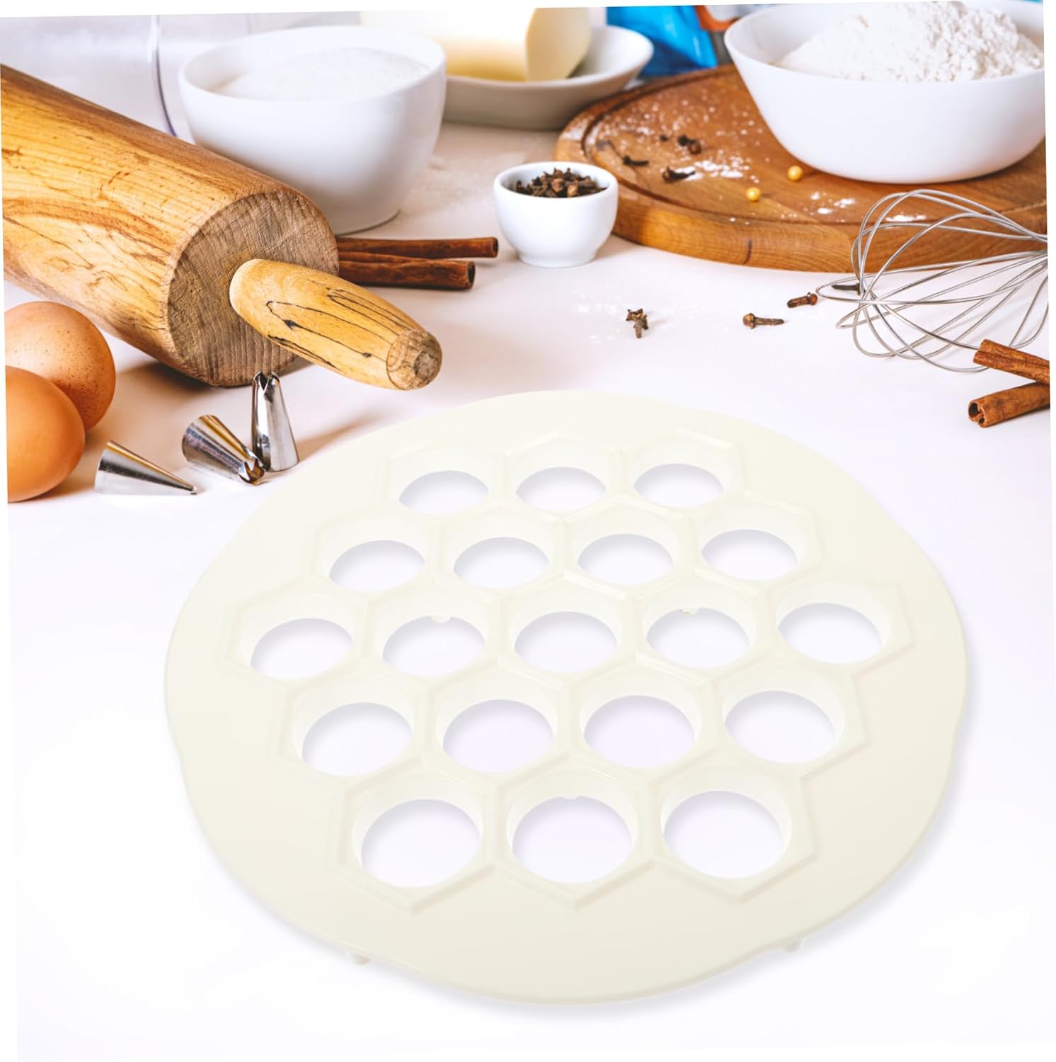 19 Hole Pelmeni Maker Mold Set, White PP Kitchen Tool image 4