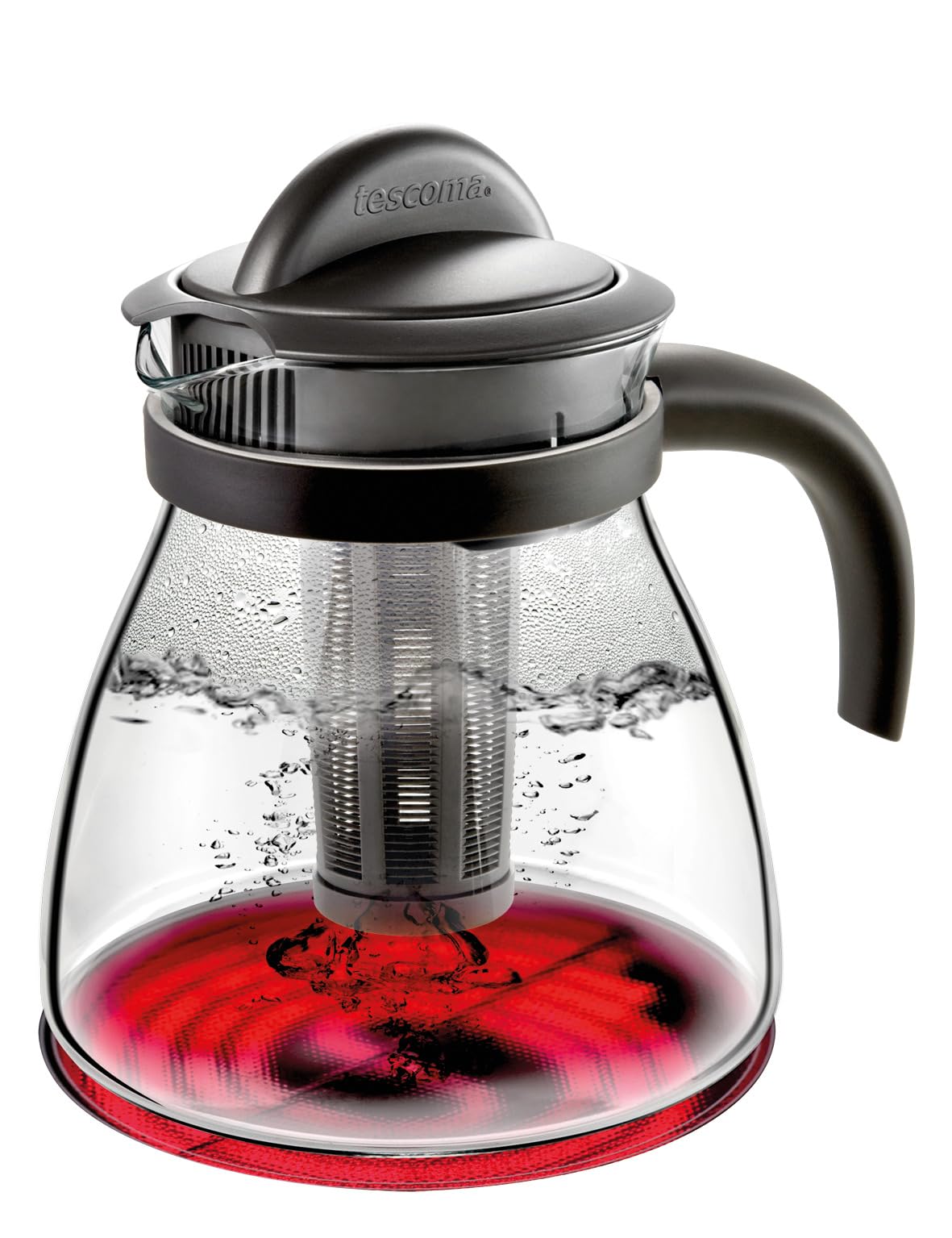 Tescoma 647110.44 Montecarlo Infusiera, Vetro borosilicato/Plastica di qualità, Nero/Trasparente, 1,5 l