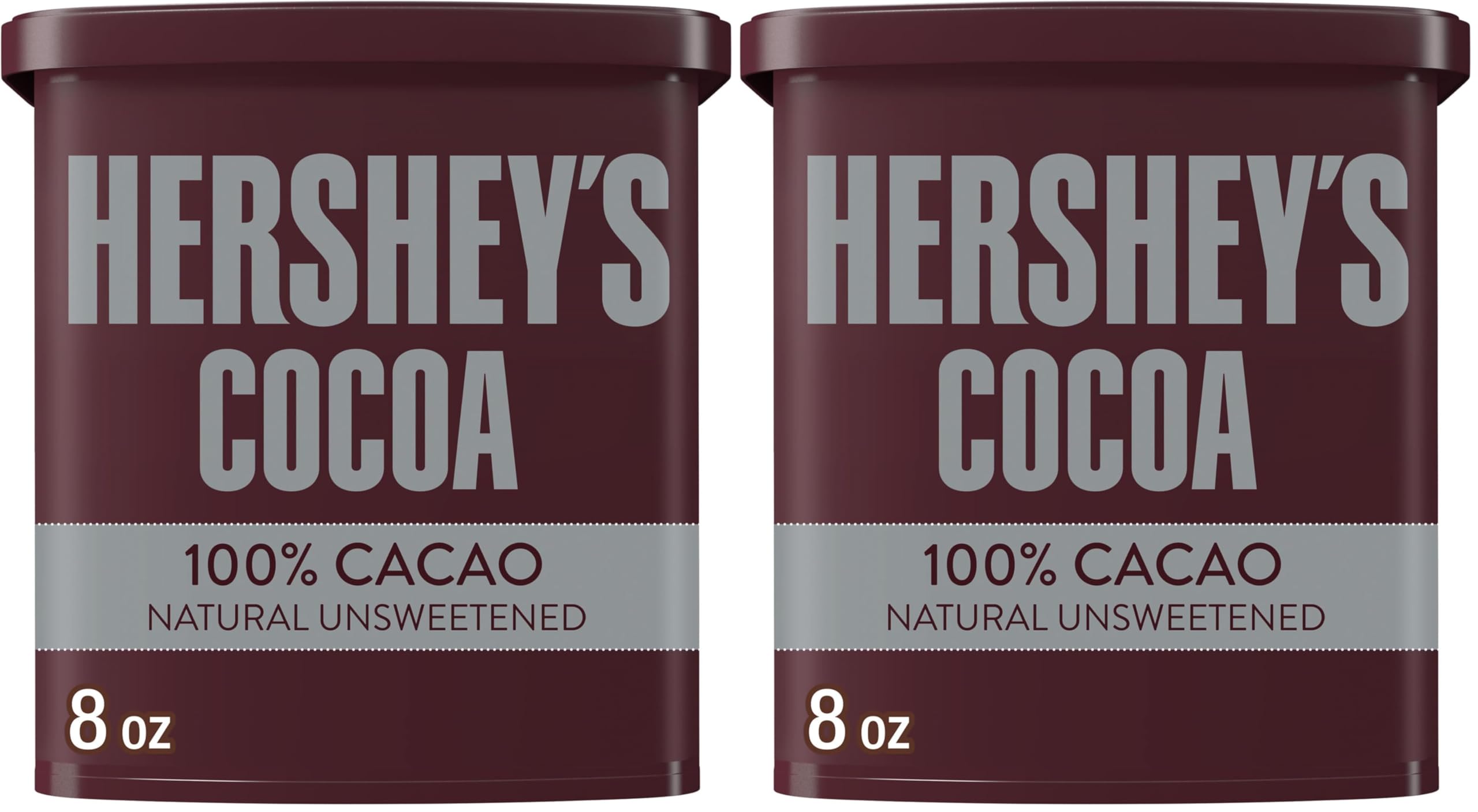 HERSHEY'SNatural Unsweetened Cocoa Powder Can, 8 oz (Pack of 2)