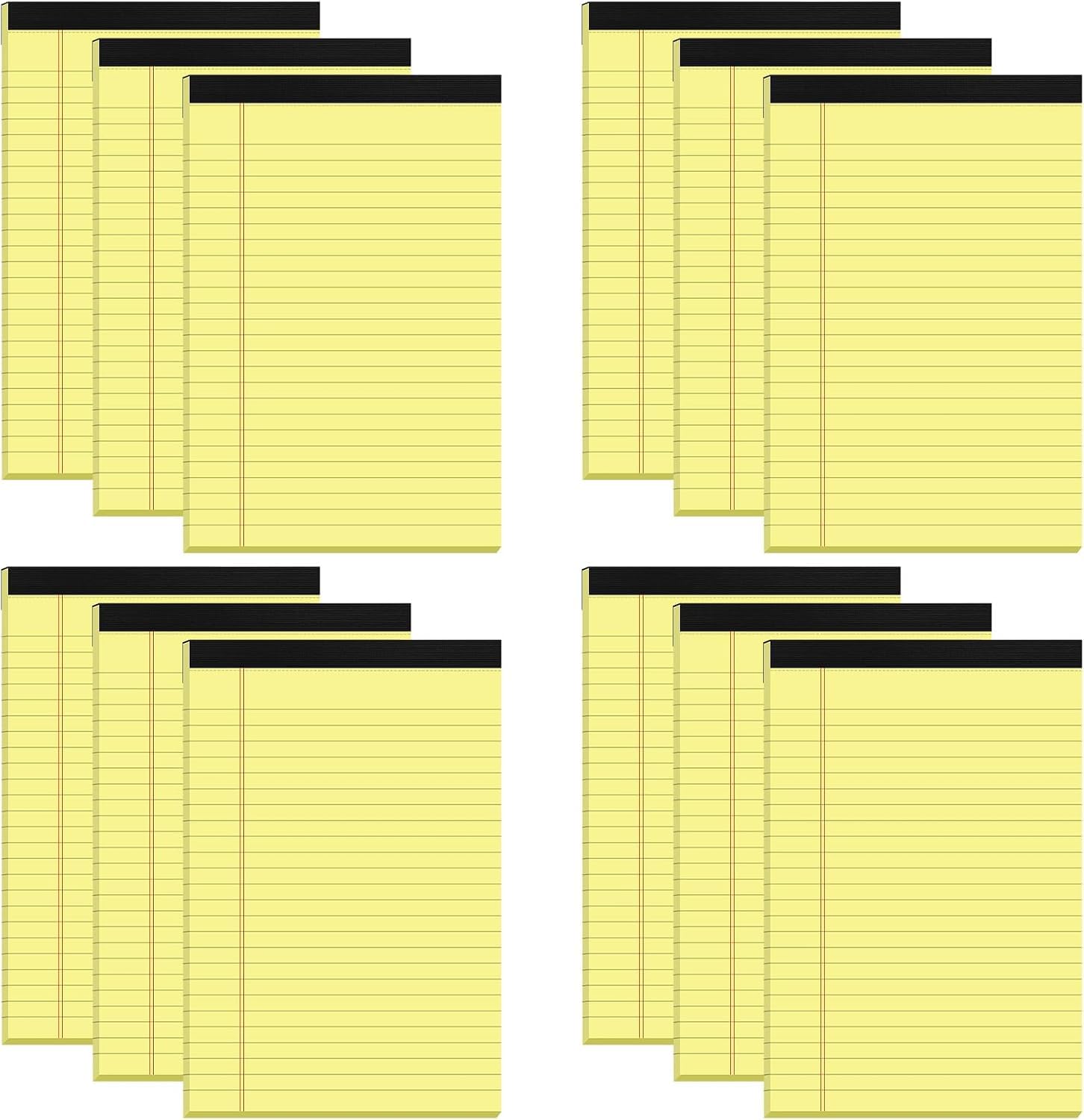 Lot de 12 petits blocs légaux jaunes de 12,7 x 20,3 cm avec pages perforées et impression double face, parfaits pour le travail, les études, papier épais de 80 g/m², bloc-notes 12,7 x 20,3 cm, 30