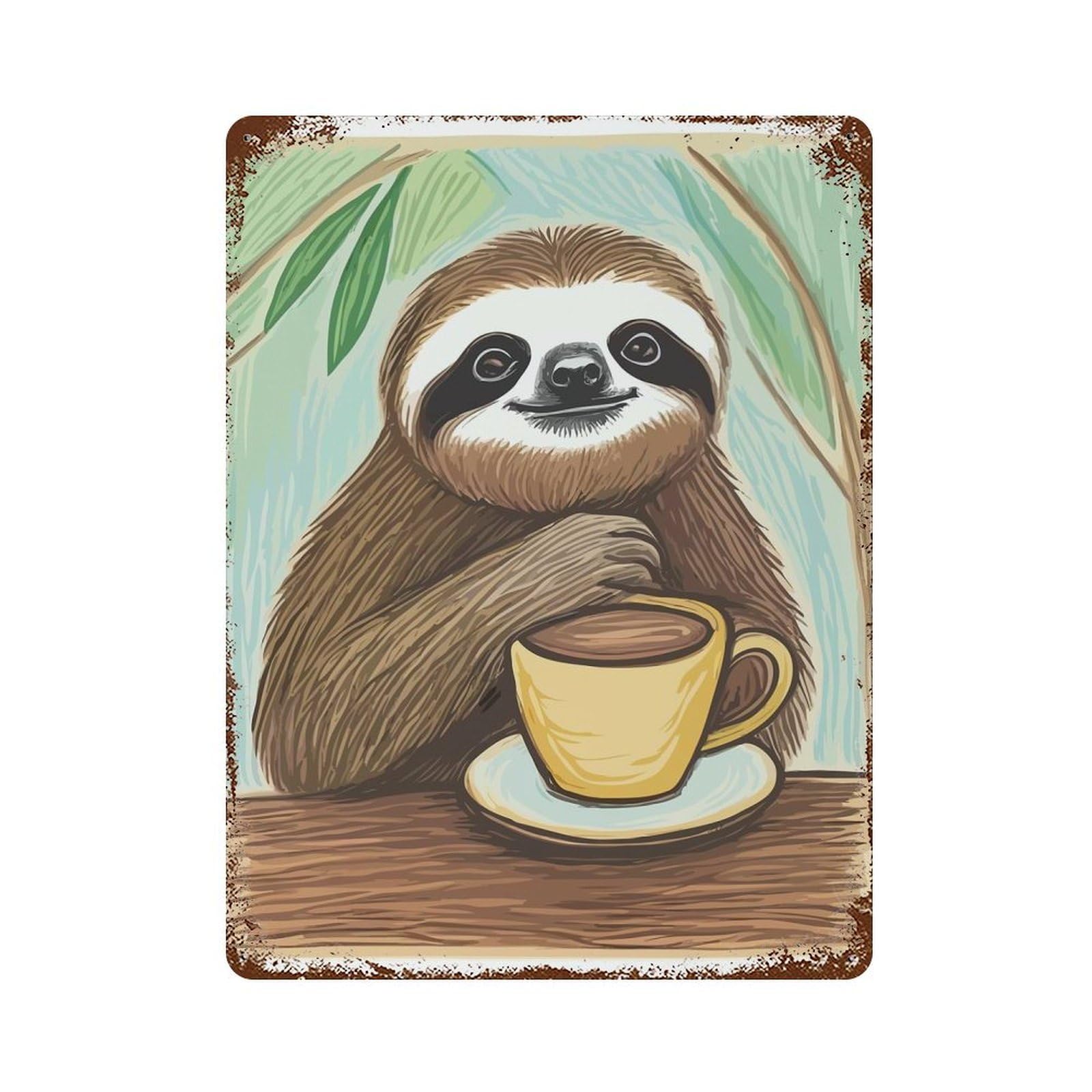 Smile Sloth Vintage Rust Metal Sign 15.7"x11.8", for Basement, Hobby Room And Garage Decor, Farmhouse Wall Decor