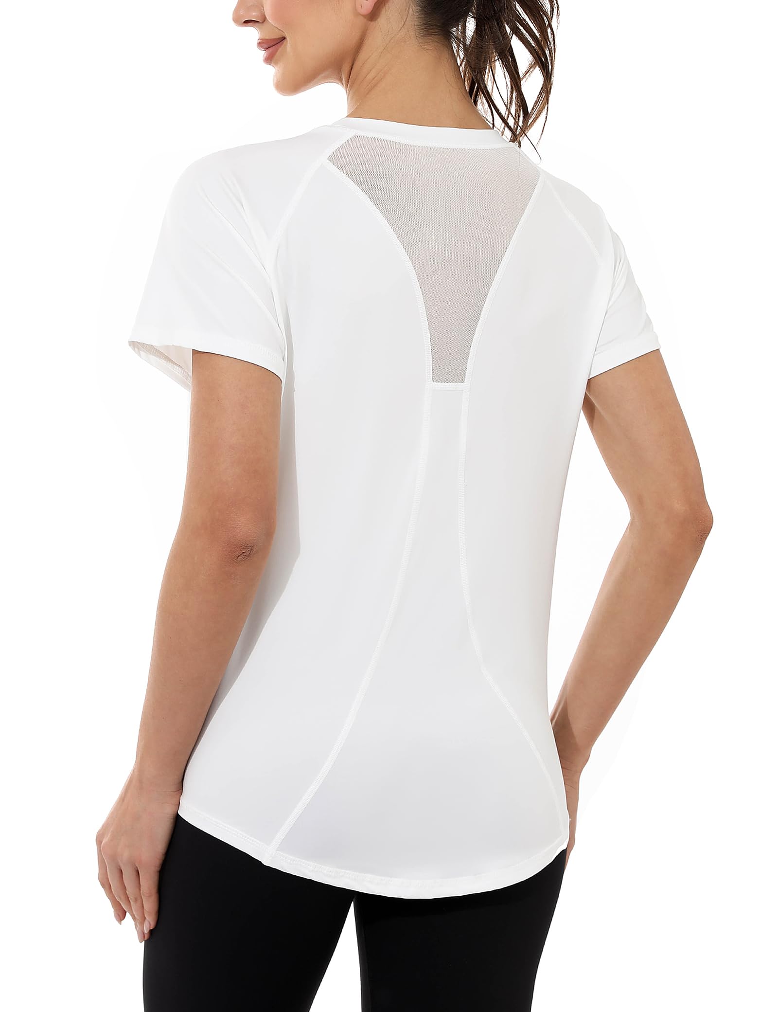 Gyabnw Camiseta Deportiva para Mujer, Camiseta de Manga Corta, Camiseta de Entrenamiento, Rápido Camisetas de Malla Mujer Yoga Fitness Top Ropa Deportiva Entrenamiento Atlético