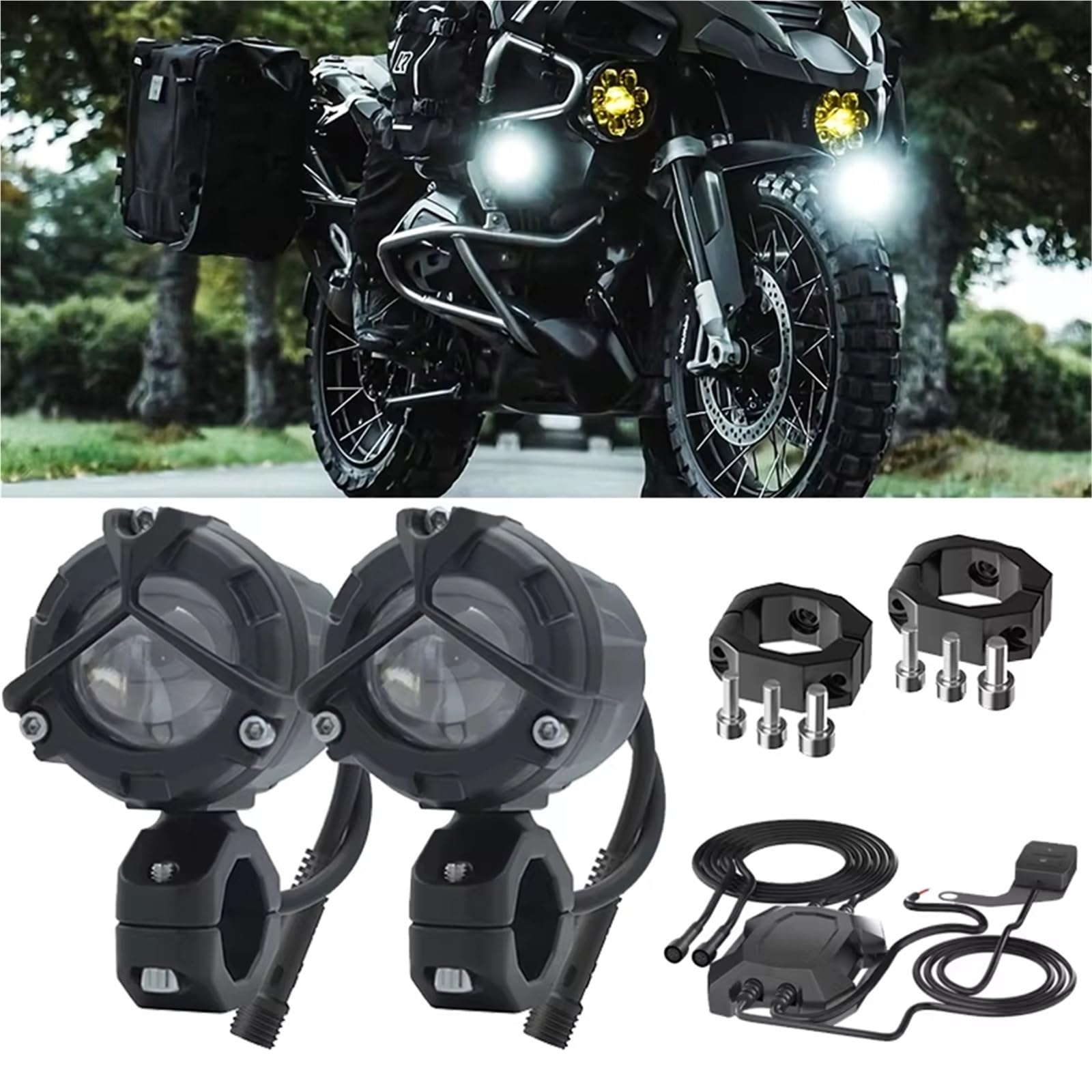 Faro Moto Barra Luces Antiniebla LED Motocicleta ATV Luz Trabajo Faro Delantero Lente Proyector Todoterreno 4x4 Headlight