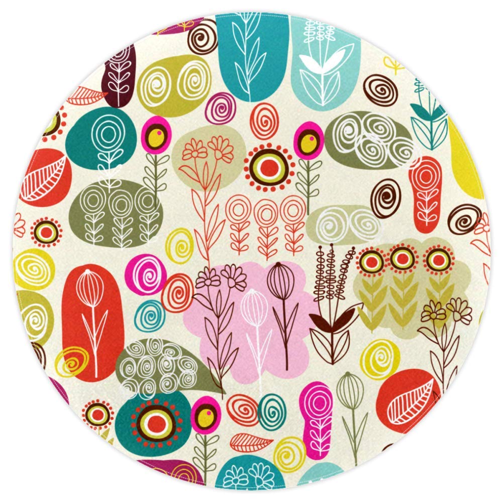 Tapis rond floral antidérapant et doux : confort sécurisé pour chambre d'enfant