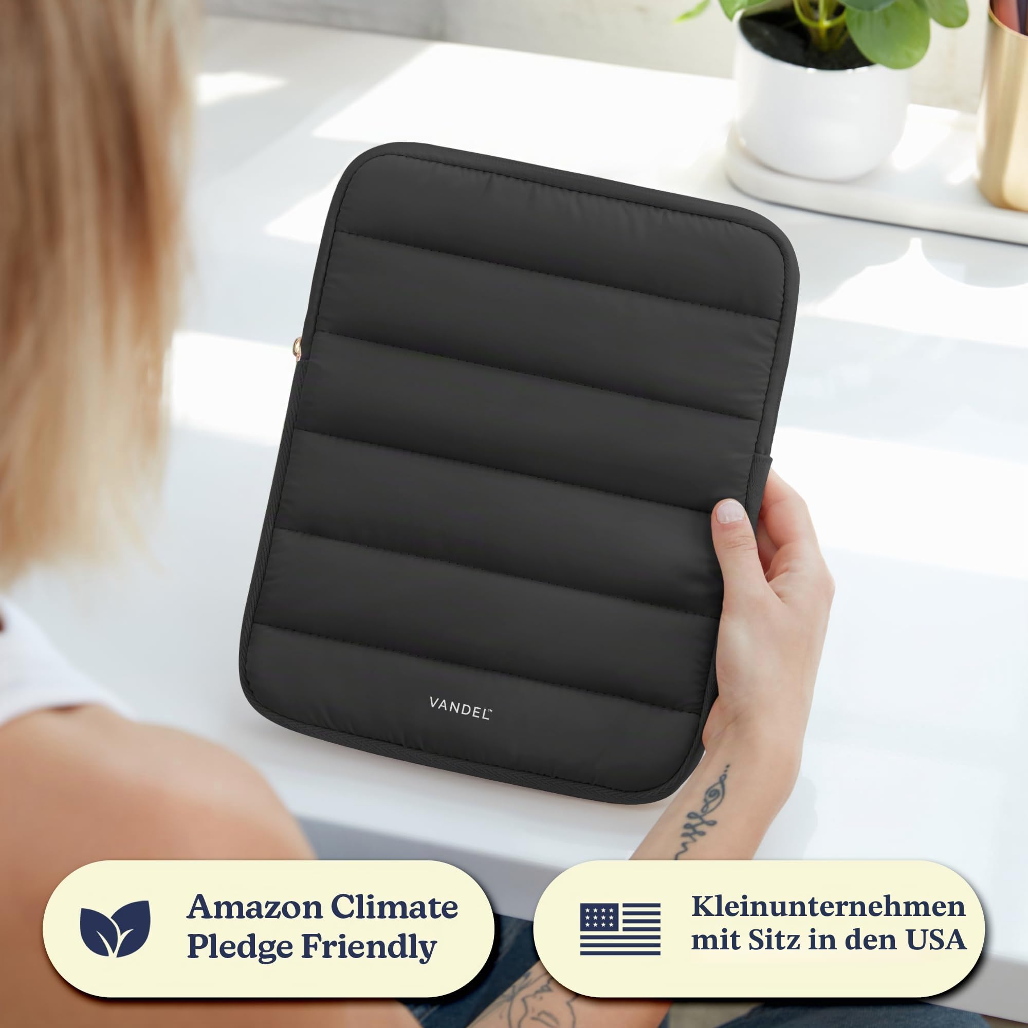 Vandel - The Original Puffy iPad Sleeve 9-11 Zoll Tablet Sleeve Schwarz i Pad Hülle für Damen und Herren Cute iPad Air Pouch 9 10 Zoll 11 Zoll Tasche