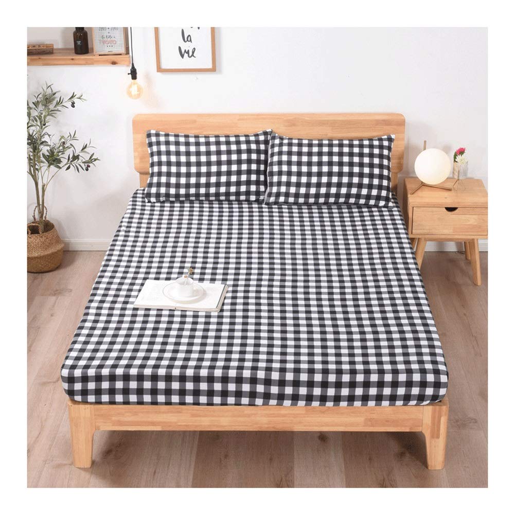 Drap housse bonnet 25cm noir 200x220 cm en pur coton extensible pour grand lit double