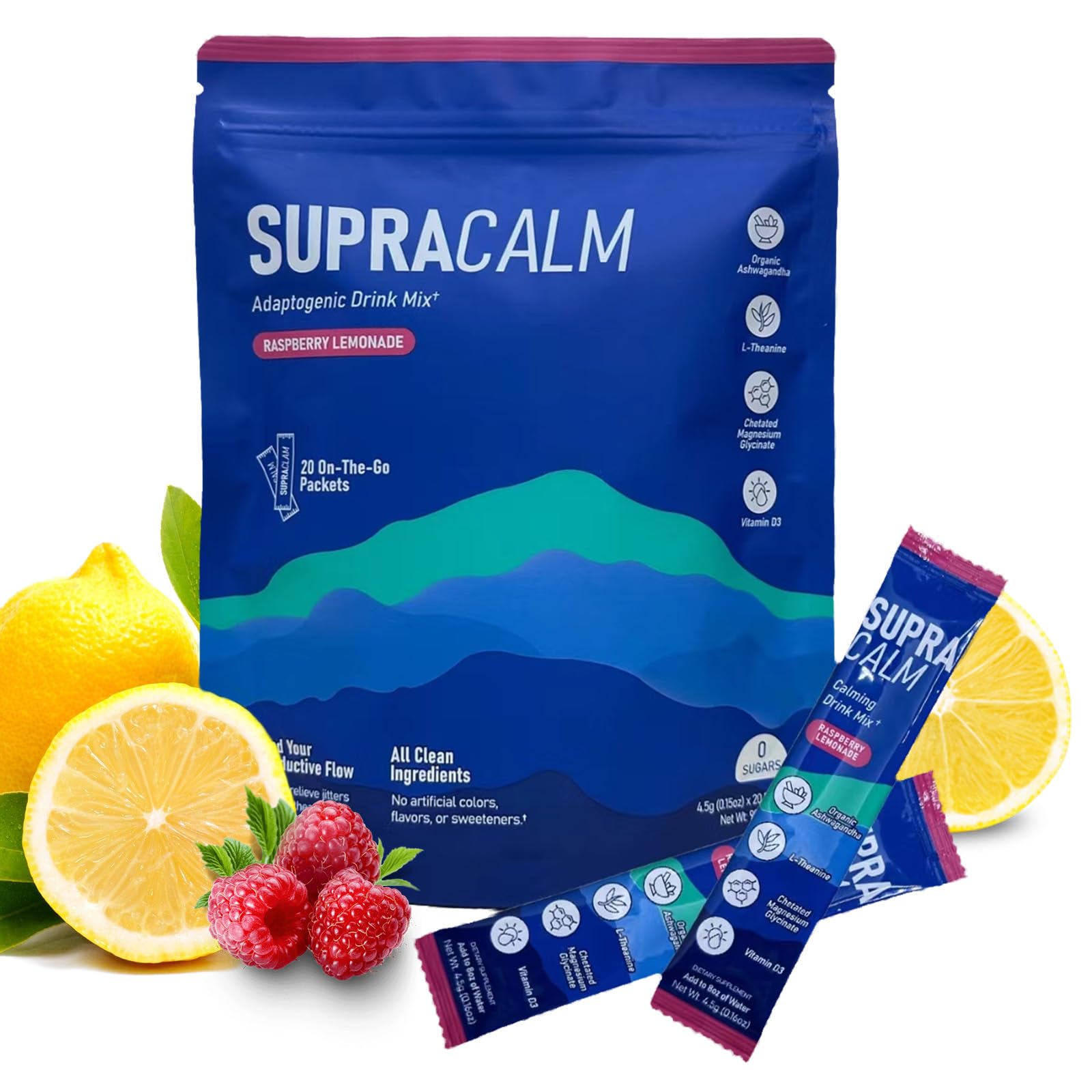 Laclassic Powdered Drink Mix, Raspberry Lemonade, L Theanine,Ksm-66 Ashwagandha,Magnesium Glycinate, Vitamin D 3,Supplements for Relaxation &amp; Focus,No Sugar,Non GMO,On The Go, 20 Ct : Amazon.com.au: Health, Household &amp; Personal Care