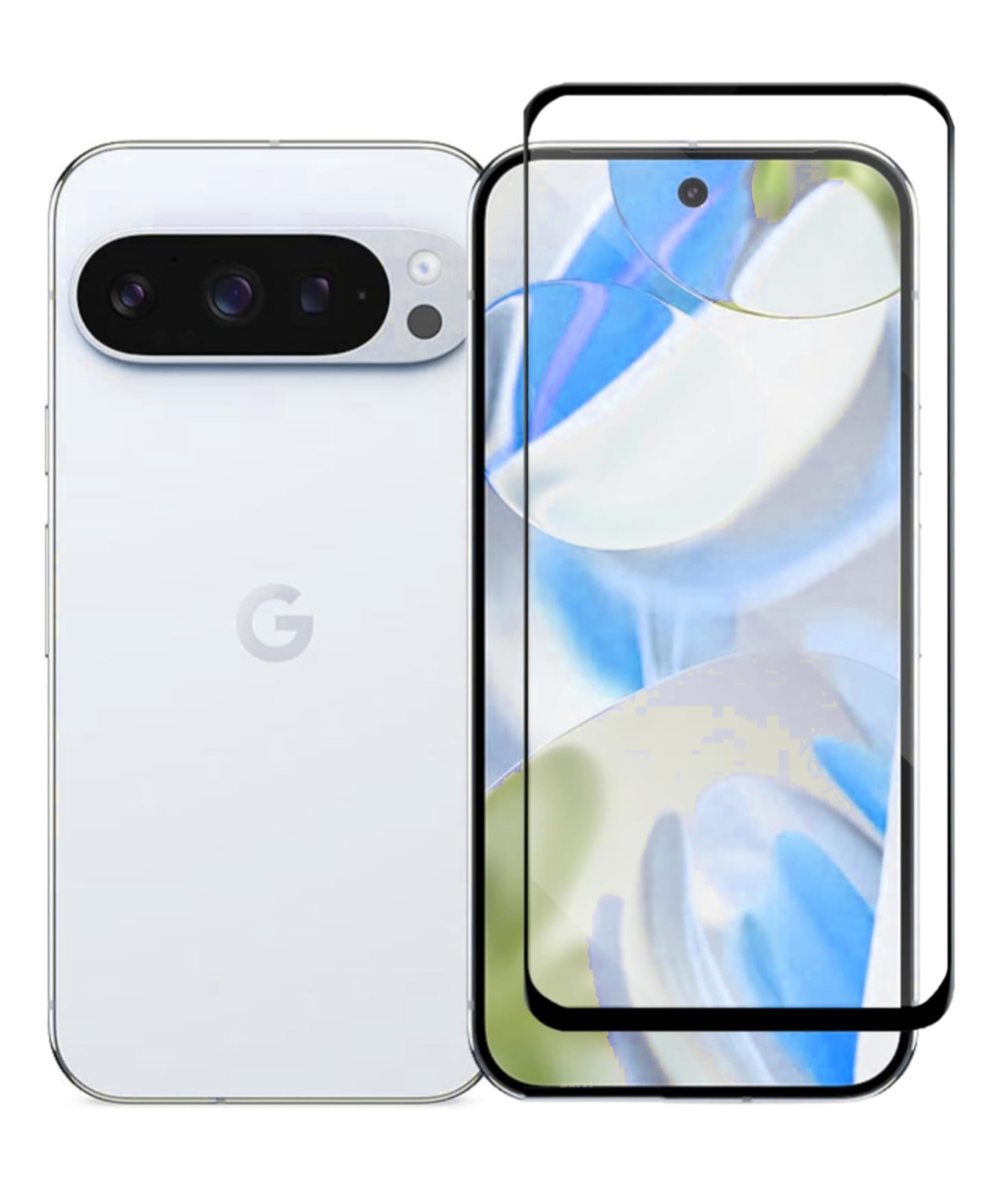 VK Voxkin Tempered Glass Screen Protector Compatible For Google Pixel 9/Pixel 9 Pro (Black) Edge To Edge Full Screen Coverage With Easy Installation Kit, Pack of 1