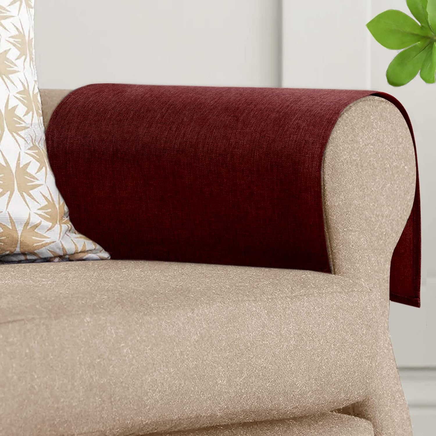 Joywell Burgundy Armchair Covers for Arms Berry Armrest Covers for Home
