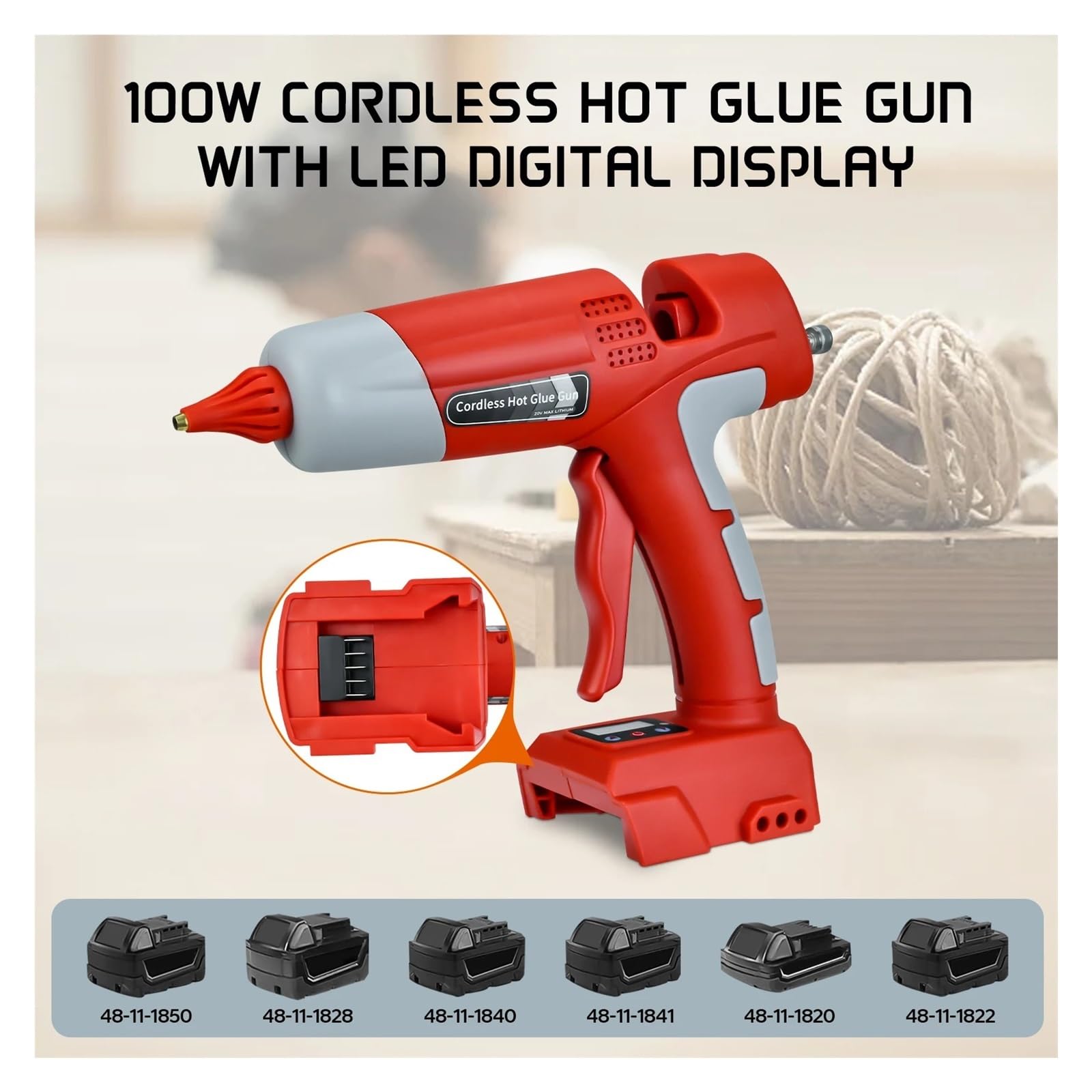 100W Bezprzewodowy Pistolet Do Klejenia Na Gorąco 18-20V Li-ion Naprawa Baterii Zestaw Narzędzi Dla Majsterkowiczów Z 10 Klejami W Sztyfcie Elektronarzędzia Szybkie Niezawodne Klejenie