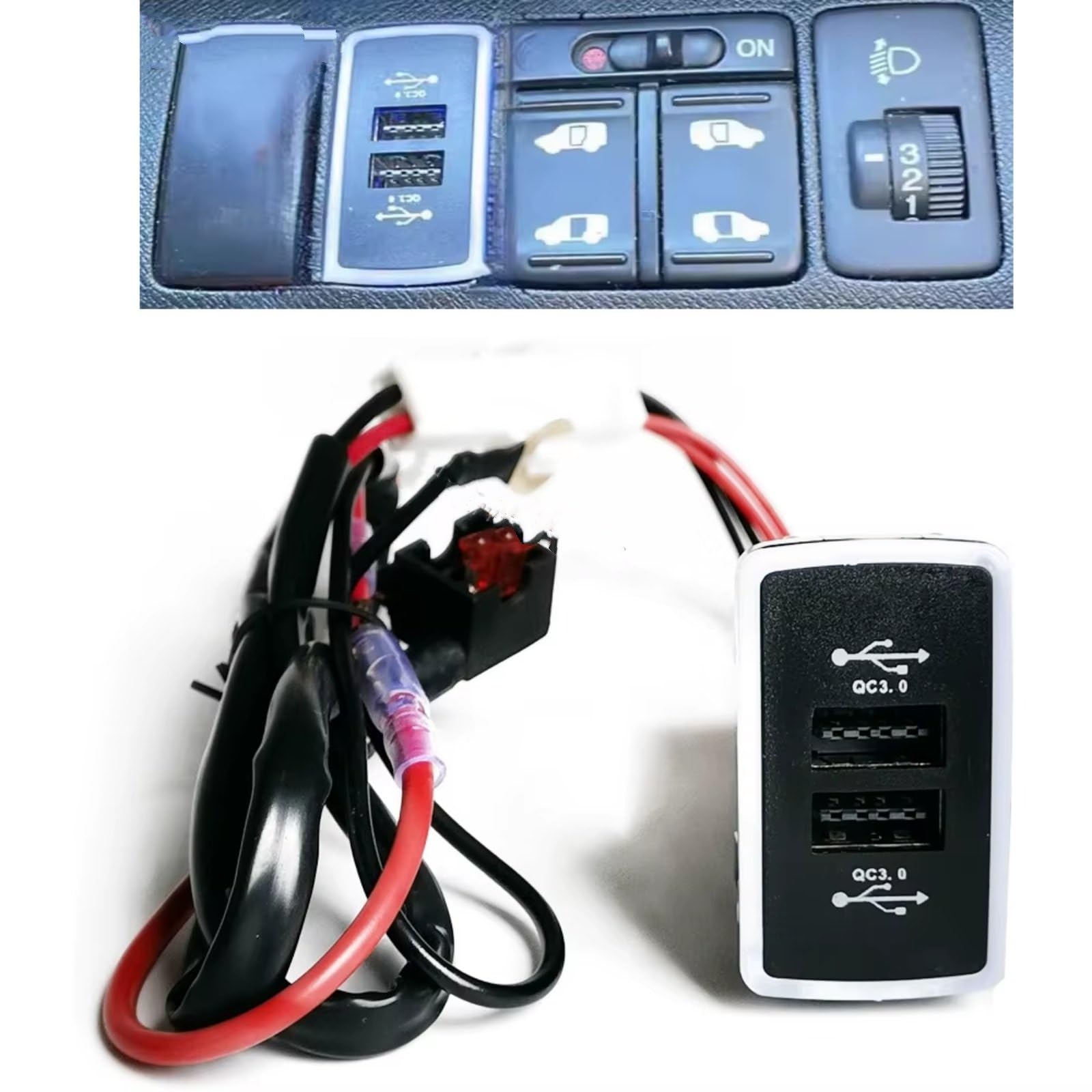 Conector USB Consola Compatible Con Hrv Para Vezel 2008-2013 Adaptador Salida Carga Teléfono QC3.0 Para Cargador Dual Coche Adaptador USB coche