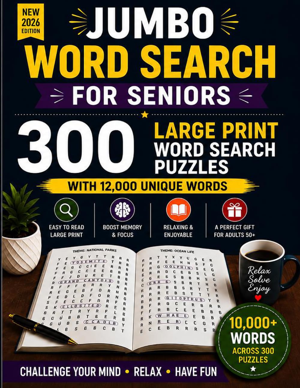 Jumbo Word Search for Seniors: 300 Large Print Word Search Puzzles with 12,000 Unique Words