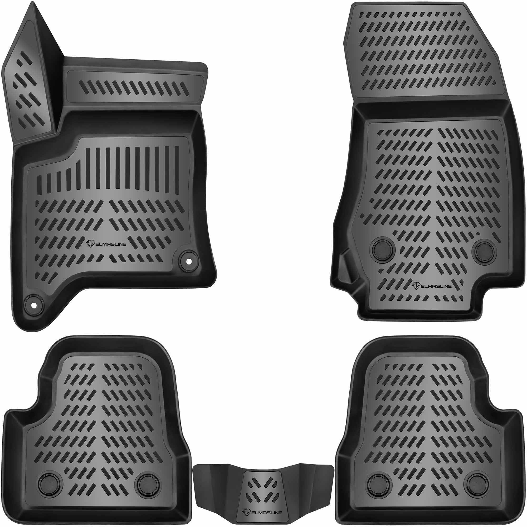 OMAC Tappetini Gomma TPE Per Peugeot 2008 2014-2019 - Set Da 4 Pezzi - Impermeabili E Antiscivolo - Nero