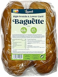 Locawo High Protein & Low Carb Baguette | Eiweißbrot | Voller Weizengeschmack | Vegan | ideal für eine eiweißreiche, kalorien- und zuckerreduzierte Ernährung