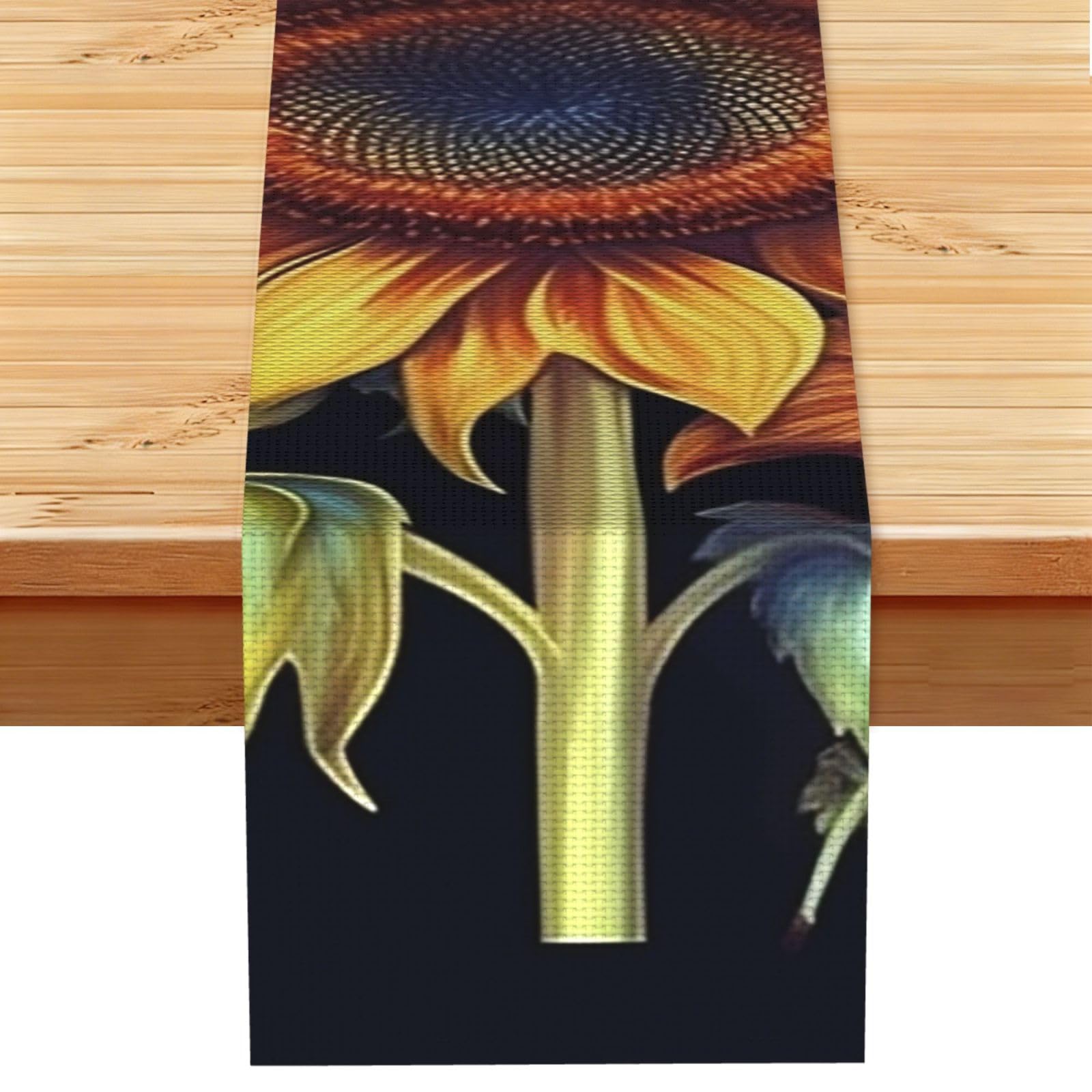 Summer Sunflower Table Runner 13 x 72 Inches Long, Cotton Linen Table Runners for Kitchen Dining Table Decoration - Washable Tablecloth Modern Tablerunner for Home Party Decor