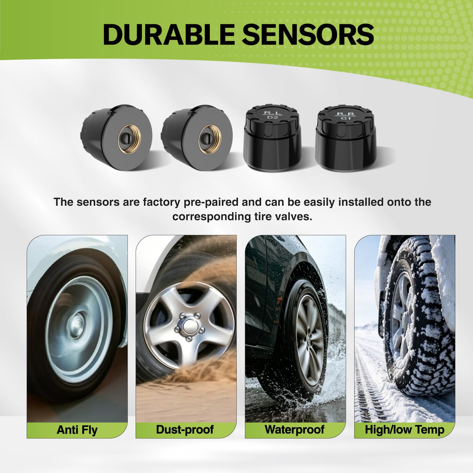 RVMATE Sistema di monitoraggio della pressione dei pneumatici RV con la carica solare, sensori TPMS 4 | 6 modalità di allarme, 0-87 psi, ideale per camper, rimorchi, camion e SUV