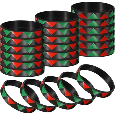 24 Pcs Juneteenth Day Bracelets Kwanzaa Rubber Bracelet for Juneteenth Party Celebration