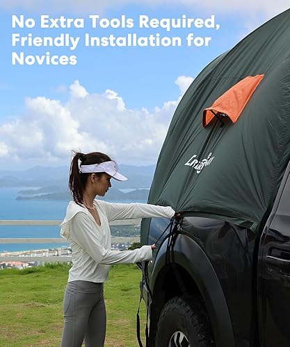 Miniatura 9 de LIBERRWAY Tienda de campaña para 2 personas, 5.5-5.8 pies con lluvia impermeable Oxford para camping, viajes, al aire libre, Chevy Silverado 1500