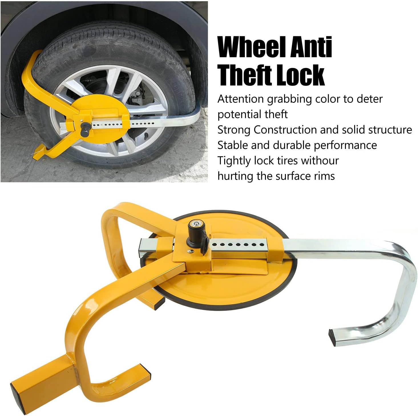 Vehicle Wheel Anti Theft Lock Adjustable CLAMP Universal FIT CAR Truck Trailer SUV