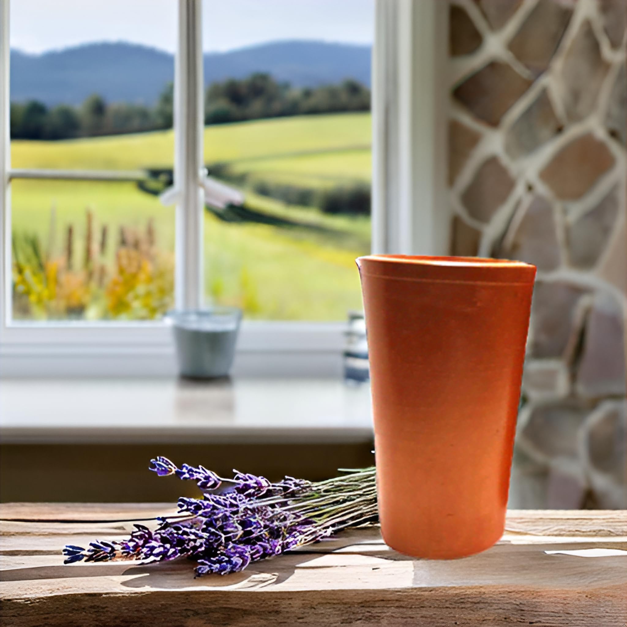 Vastuja Handmade Clay/Mitti/Terracotta/Mitti/Terracotta Water Glass – Red (Pack of 6)