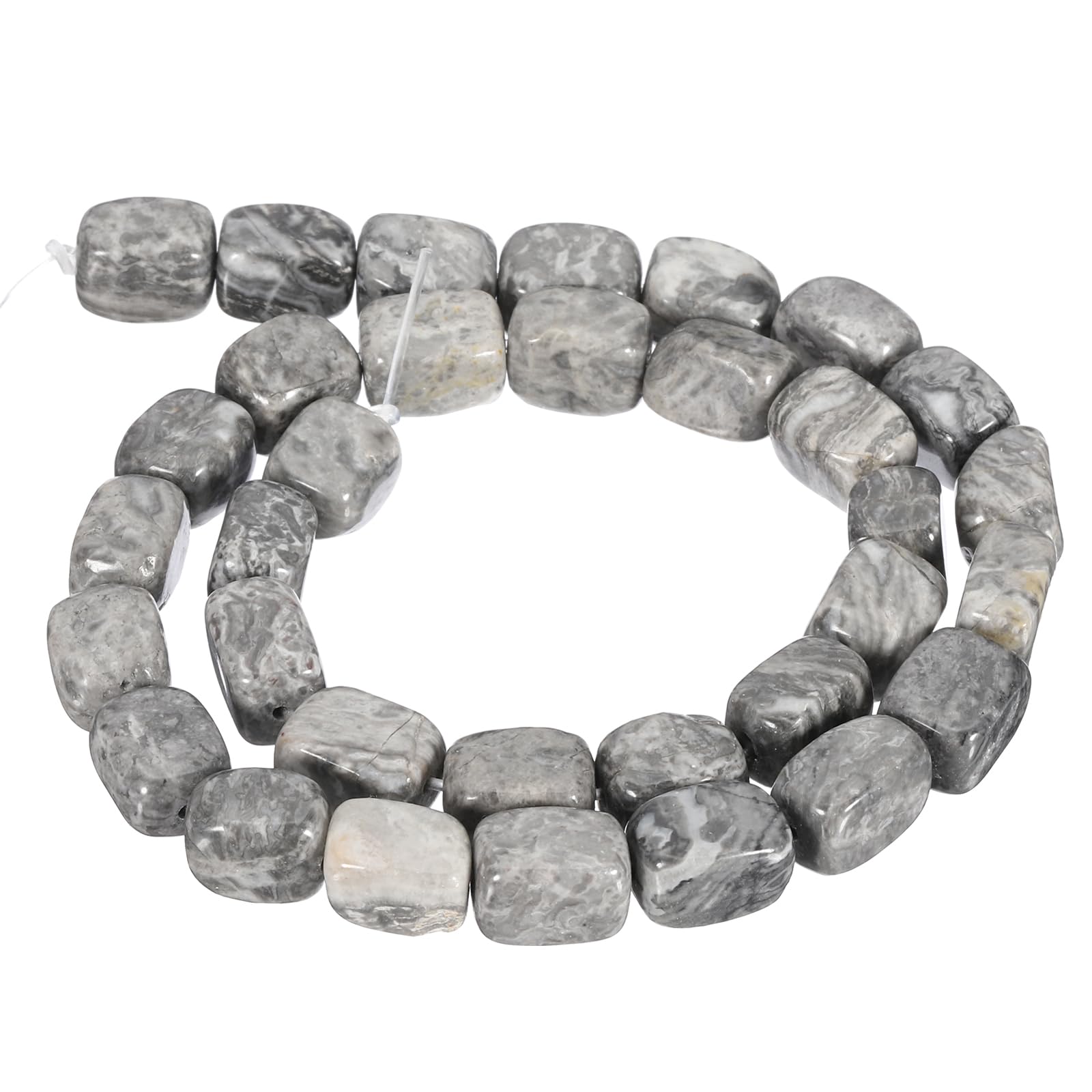 PATIKIL 12x8mm Natural Stone Gemstone Beads for Jewelry Making 1 Strand 15"/38cm Cuboid Loose Spacer Beads Crystal Agate Beads for Bracelet Necklace DIY Art Craft Marble Gray